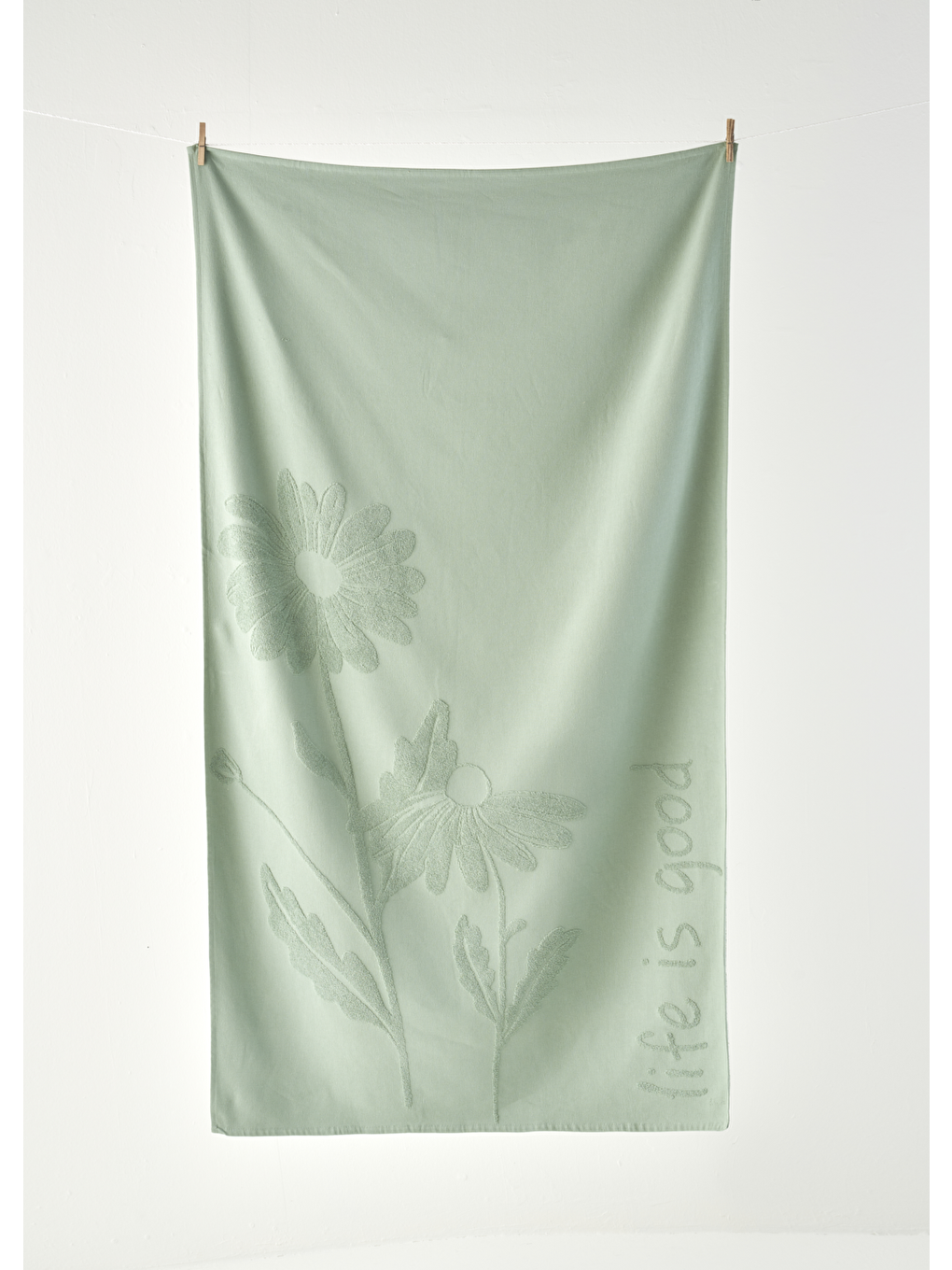 Daisy Jakarlı Plaj Havlusu Yeşil (90x160 cm)