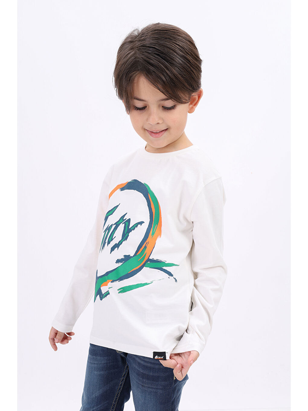 Ekru Erkek Çocuk Baskılı Tişört-1