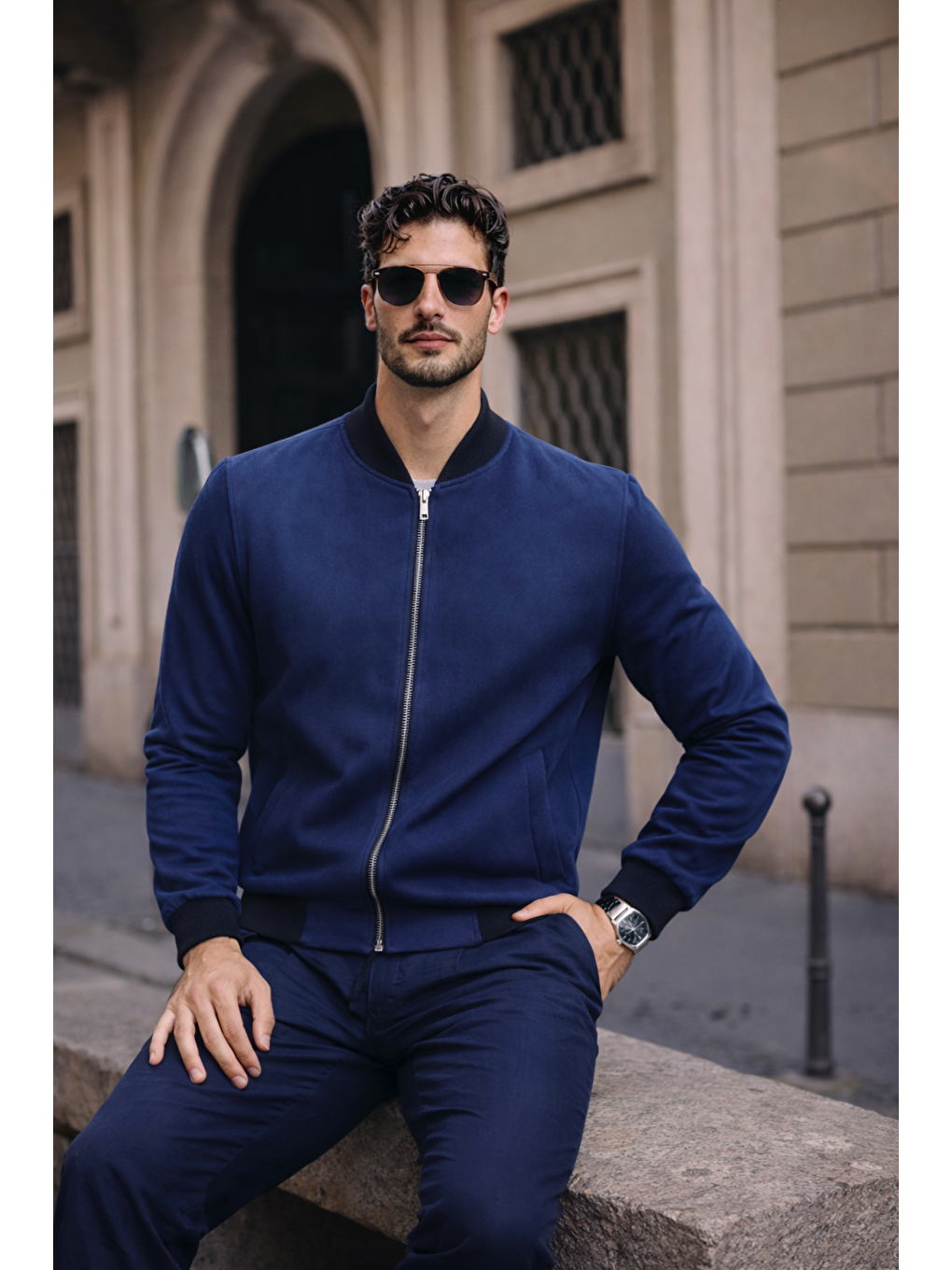 Erkek Relax Fit Lacivert Süet Nubuk Ceket-2