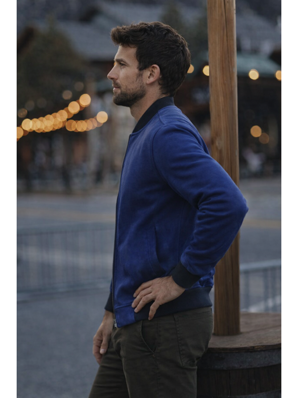 Erkek Comfort Fit Basic Lacivert Süet Nubuk Ceket-4