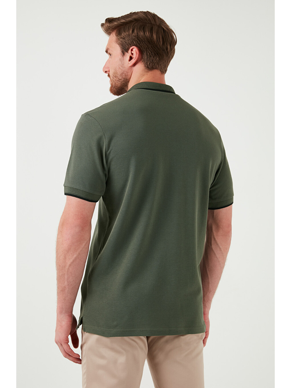 Haki Pamuklu Slim Fit Düğmeli 2'li Paket Polo Yaka T Shirt 5902118S2-3