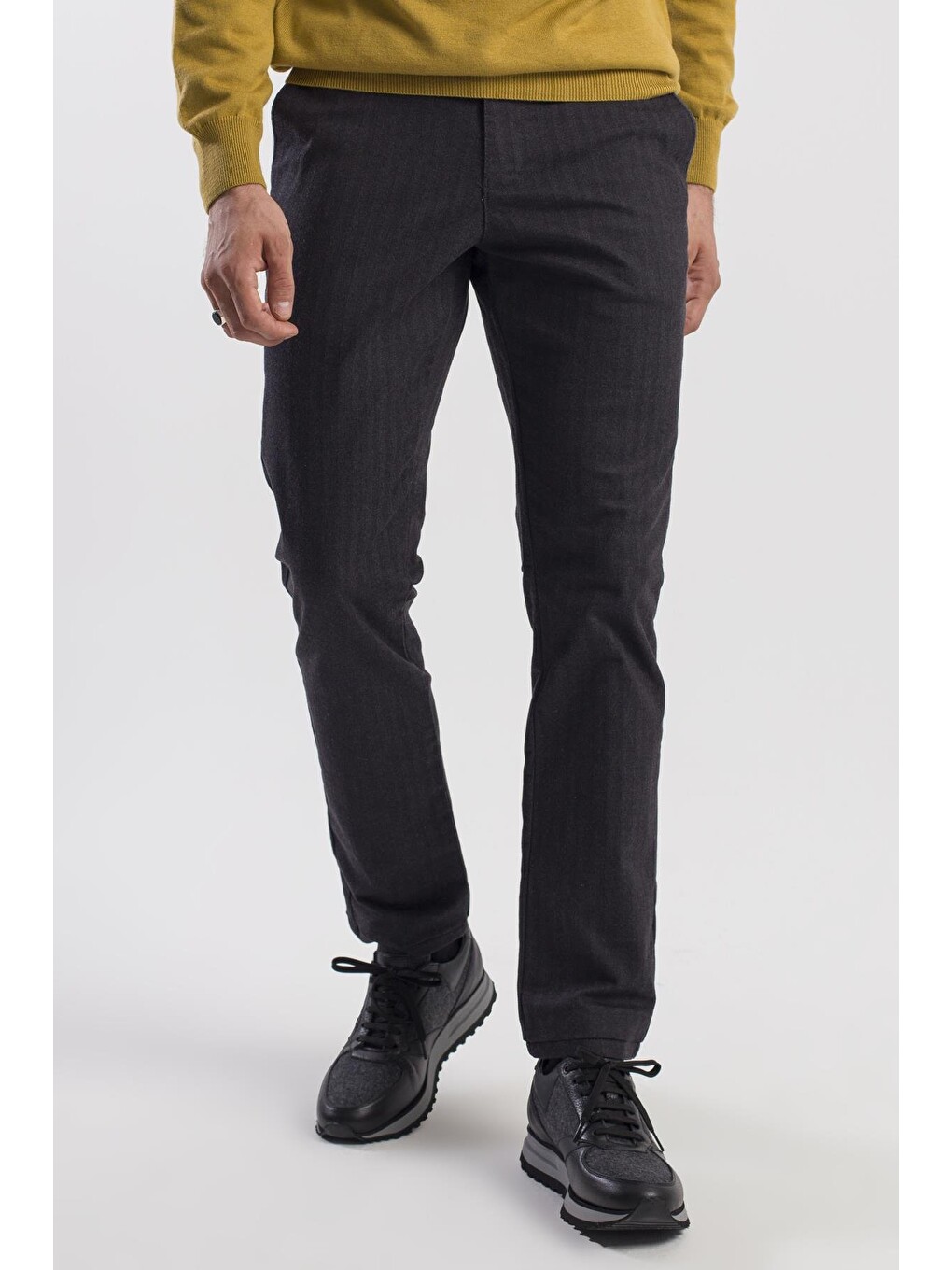 Siyah Comfort Fit Pamuklu Yan Cep Pantolon-1