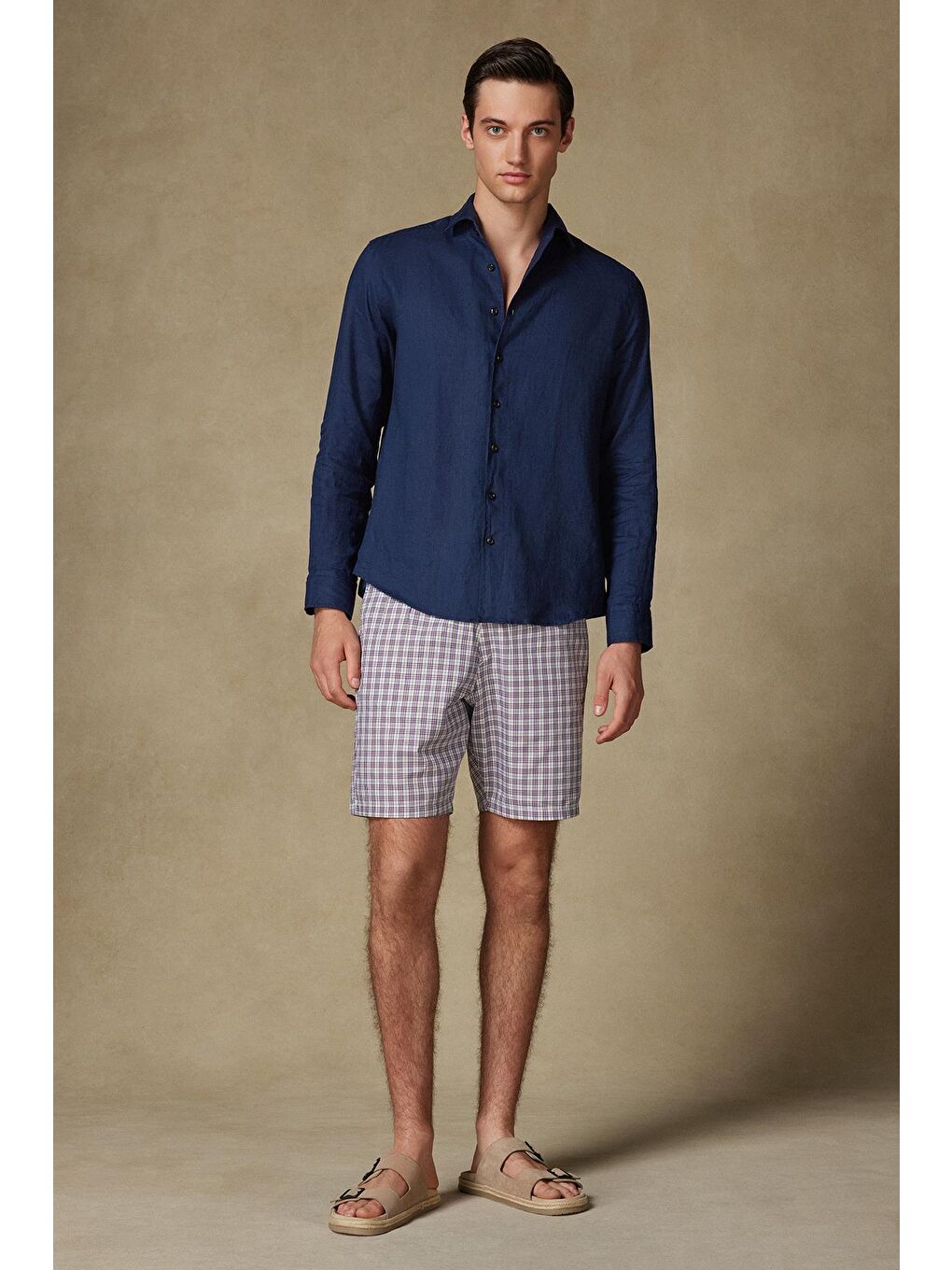 Sky Twill Pamuklu Comfort Fit Bordo Erkek Kareli Şort