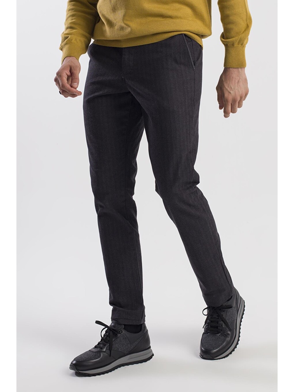 Siyah Comfort Fit Pamuklu Yan Cep Pantolon-2