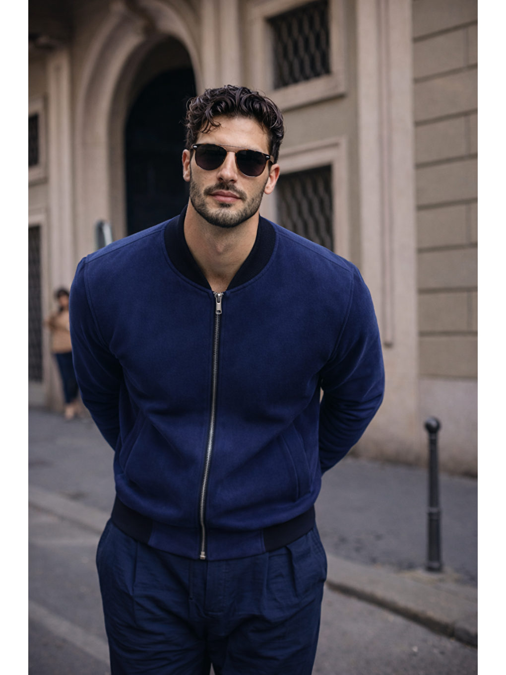 Erkek Relax Fit Lacivert Süet Nubuk Ceket-4