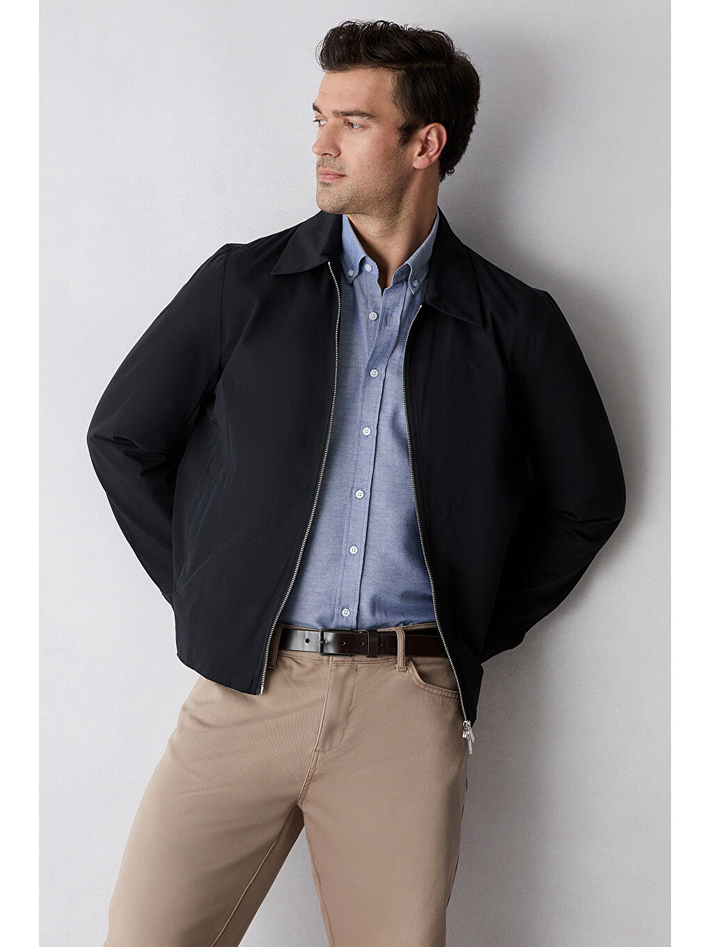Mavi Uzun Kol Slim Fit Düğmeli Yaka Pamuklu Kolay Ütülenebilir 4 Mevsim Oxford Gömlek-5