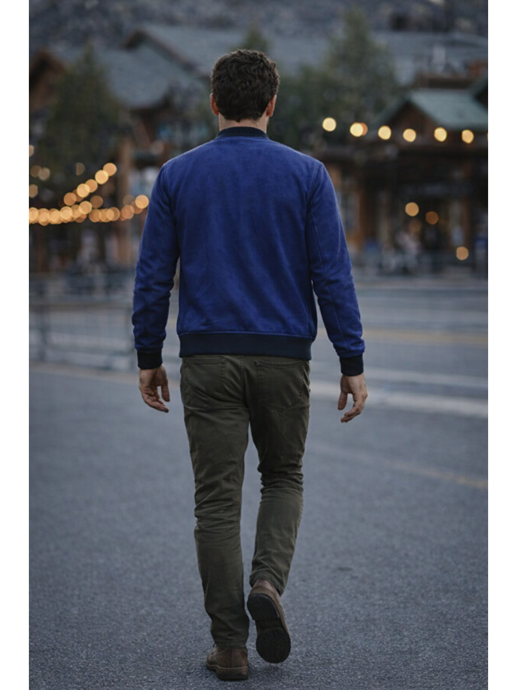 Erkek Comfort Fit Basic Lacivert Süet Nubuk Ceket-5