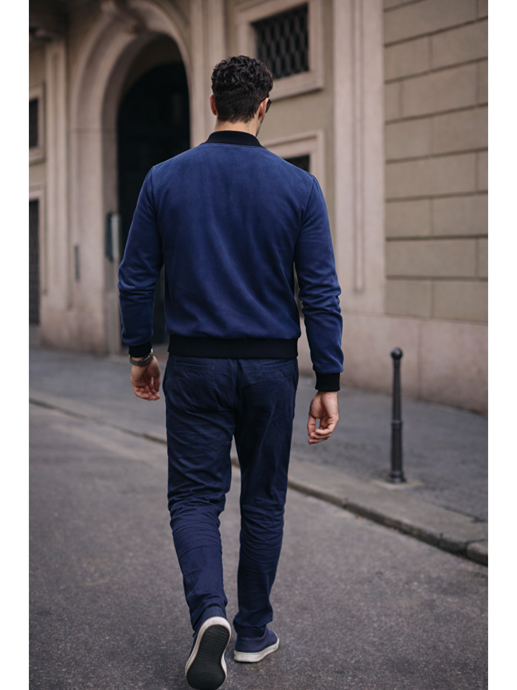 Erkek Relax Fit Lacivert Süet Nubuk Ceket-5
