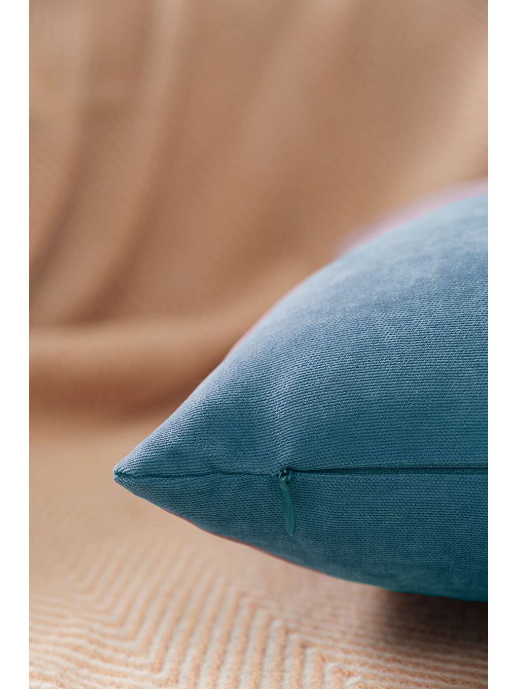 Panoroma Süet Dokulu Düz Punch (Panç) İçin Uygun Petrol 45X45 Dekoratif Kırlent Kılıfı-2