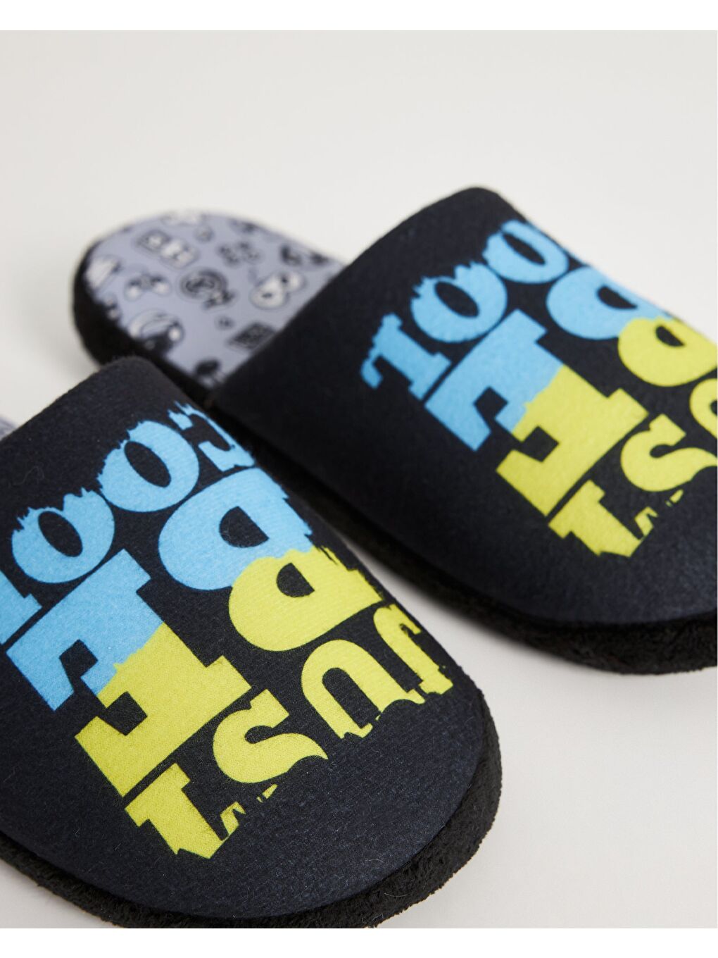 Lacivert Erkek Kışlık Rahat ve Sessiz Taban Just Be Cool Yazılı Ev Terliği-1