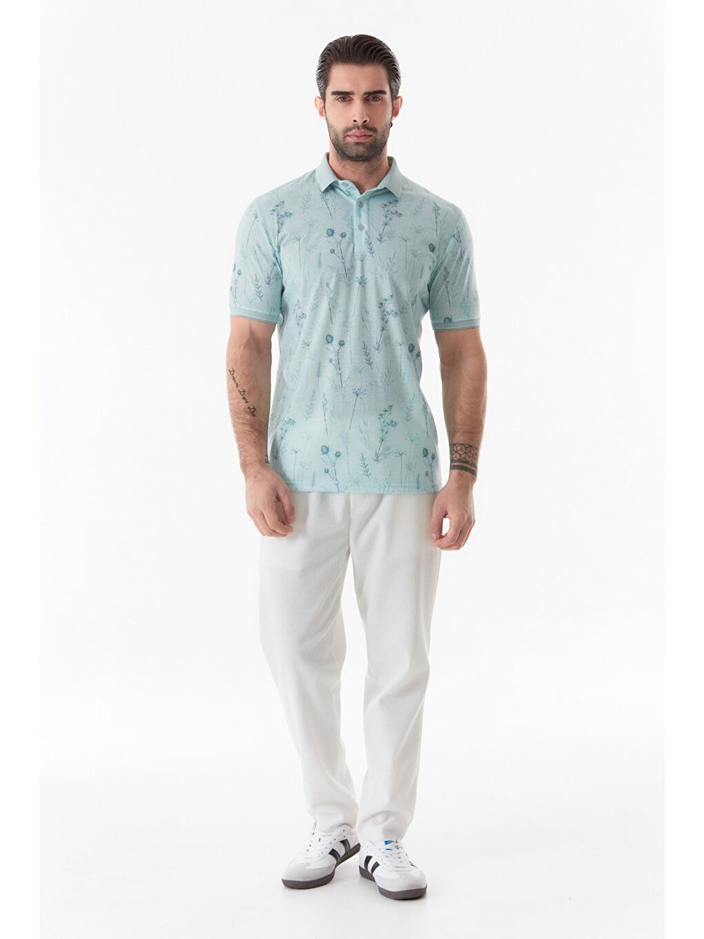 Yeşil Baskılı Polo Yaka Tişört-2