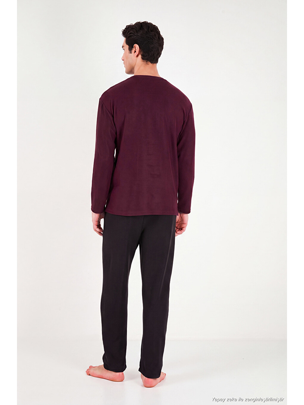 Bordo Ultra Soft Düğmeli Bisiklet Yaka Pijama Takımı 6575011-6