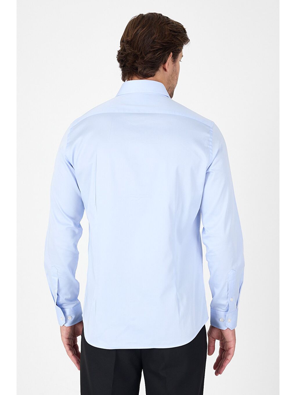 Mavi Sert Yaka Düz Classic %100 Pamuk Slim Fit Gömlek 1004250324-2