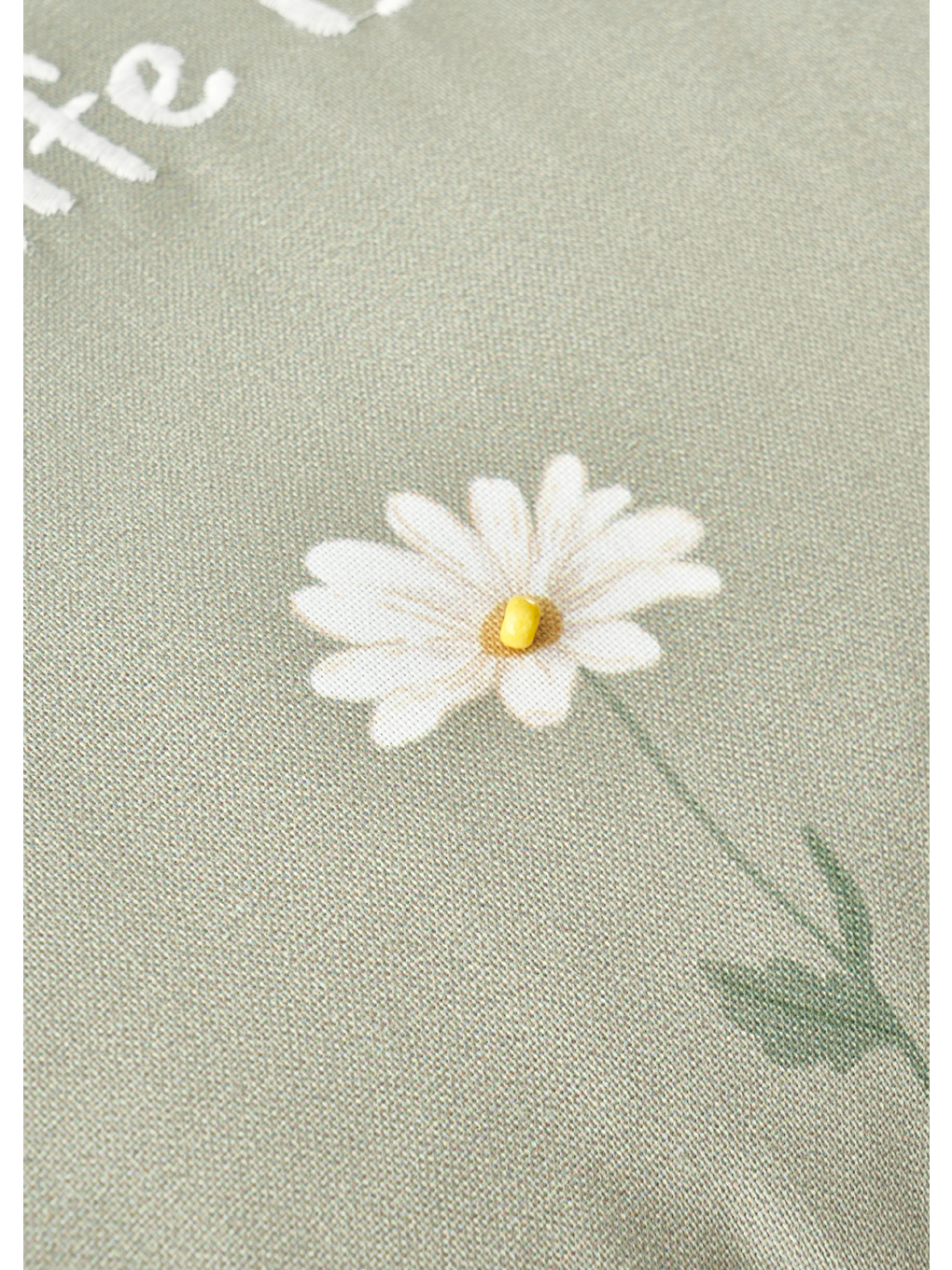 Yeşil Daisy Scallop Kenar Boncuklu Dekoratif Yastık Kılıfı Bej (35x50 Cm)-4