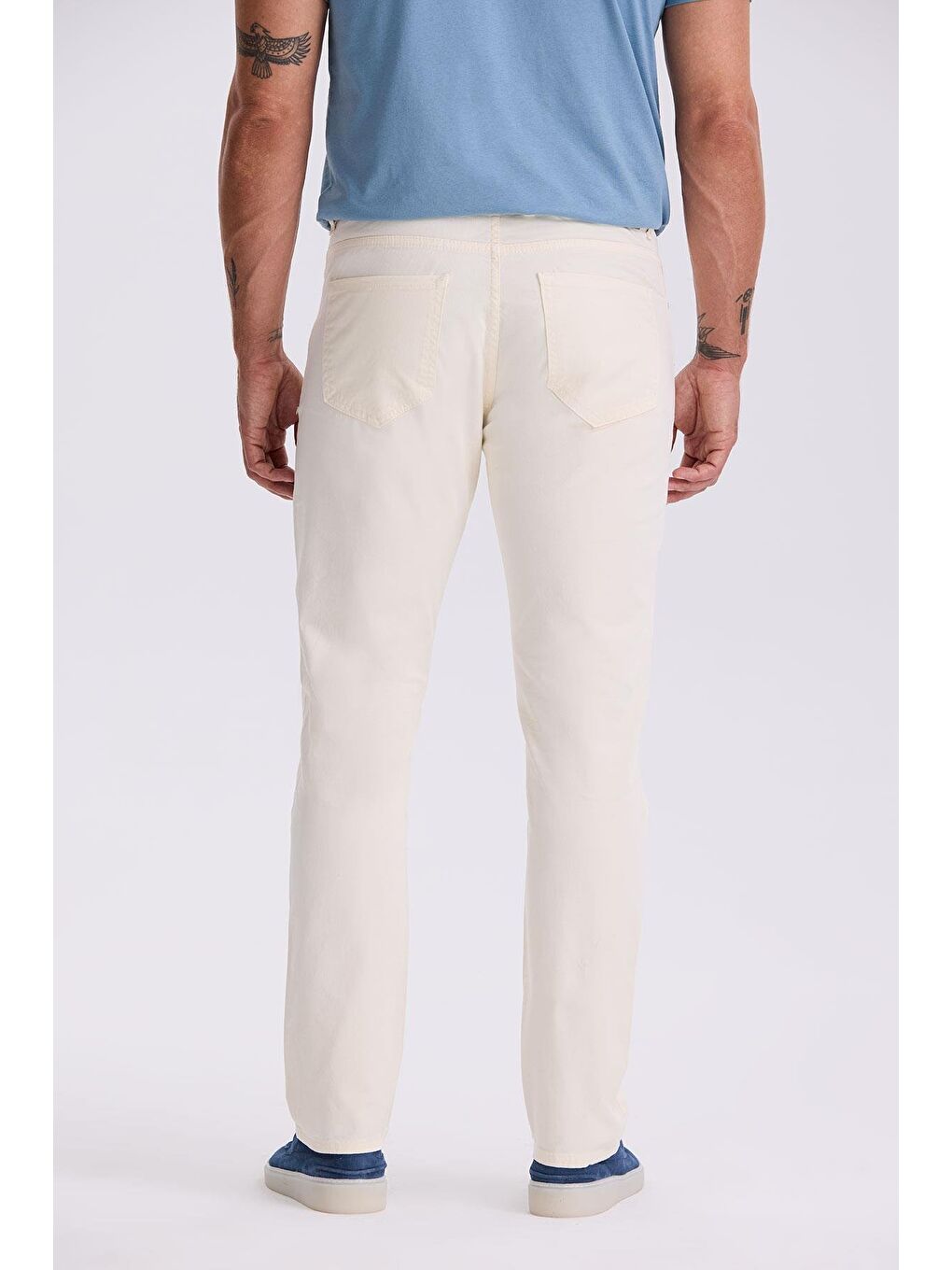 Ekru Comfort Fit Pamuklu Rahat Kesim 5 Cep Pantolon-3