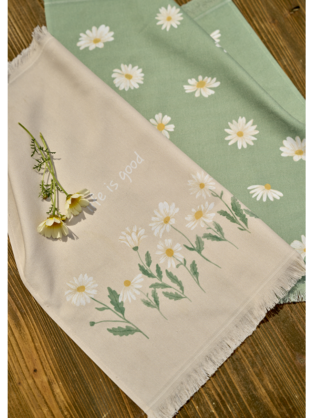 Daisy 2'li Kurulama Bezi Bej-yeşil (40x50 Cm)-1