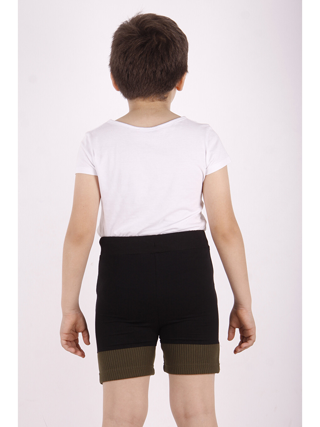 Haki Erkek Çocuk Sport Şeritli Garnili Şort-2