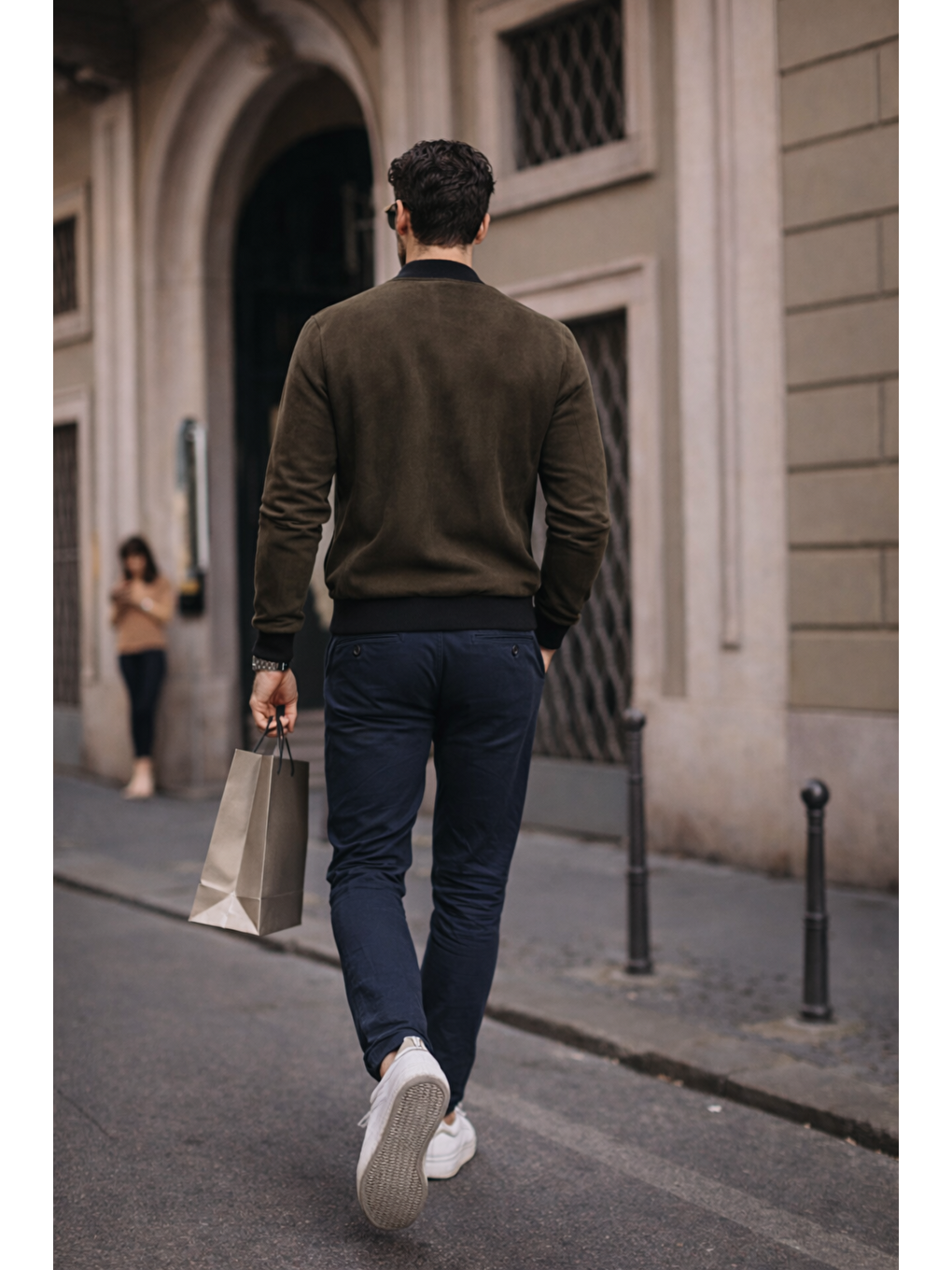 Erkek Relax Fit Haki Süet Nubuk Ceket-5