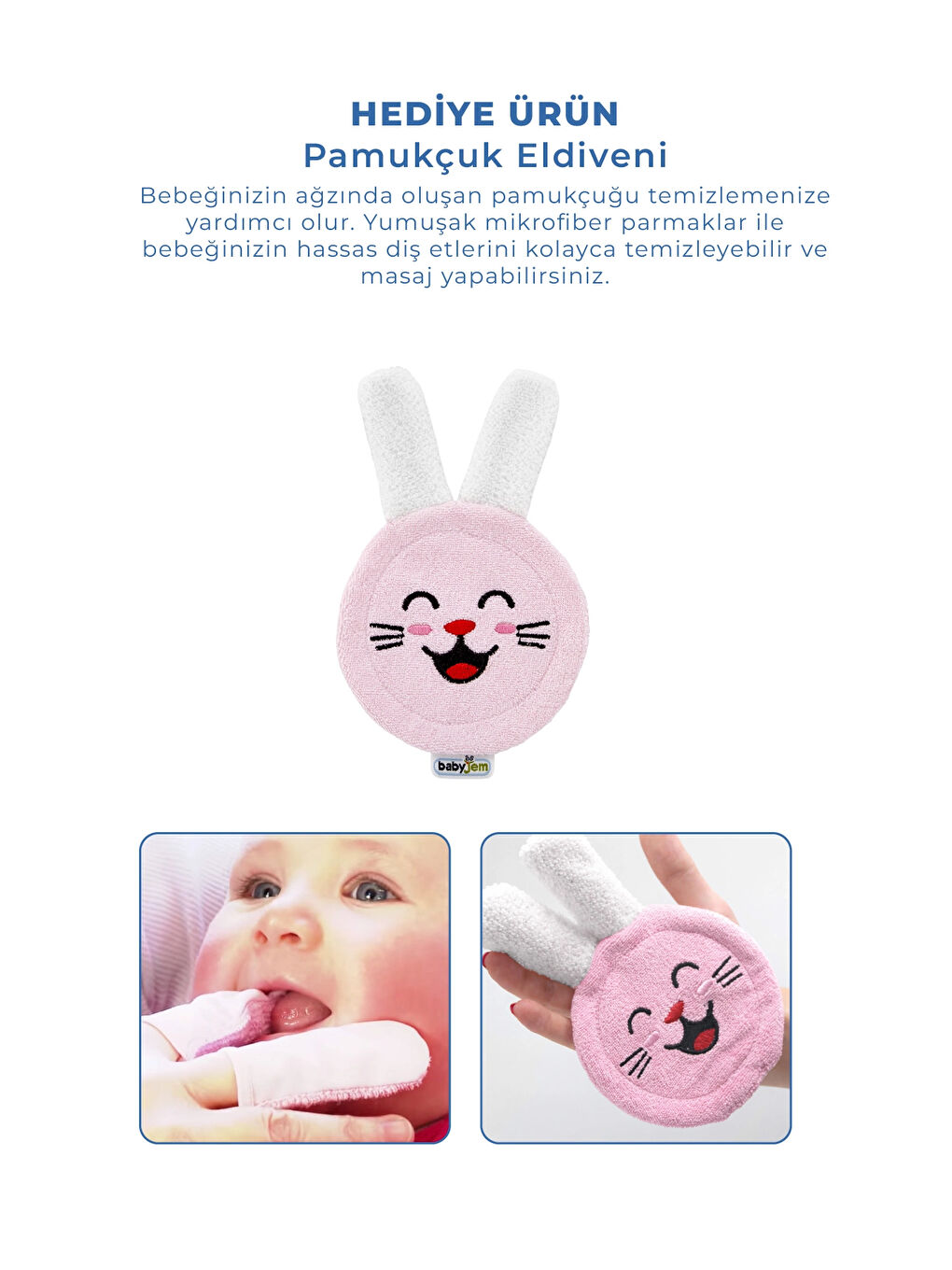 Bebek Bakım Bakım Seti Mavi 7 Parça Pembe + Pamukçuk Eldiveni Pembe Hediyeli-4