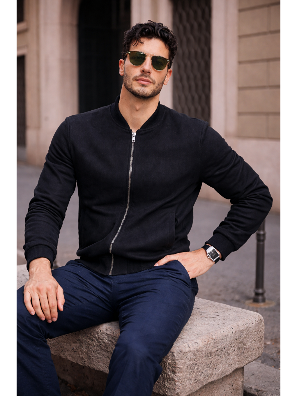 Erkek Relax Fit Siyah Süet Nubuk Ceket-3