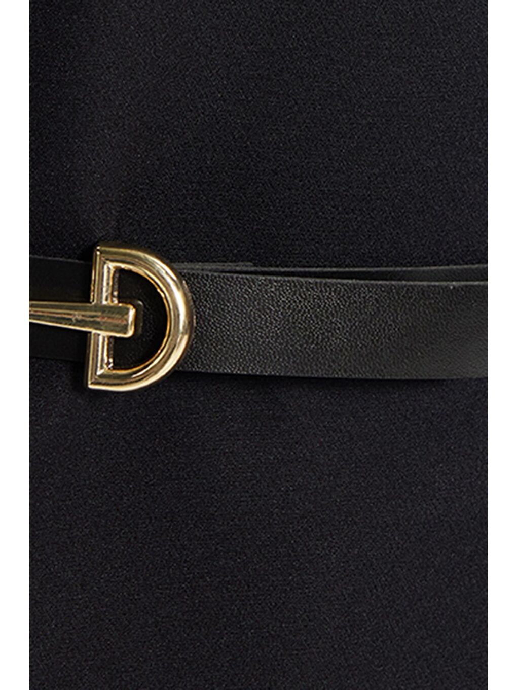 Kadın Slim Fit Dar Kesim Kol Detaylı İnce Kemerli Fermuarlı Siyah Bluz Gömlek-5