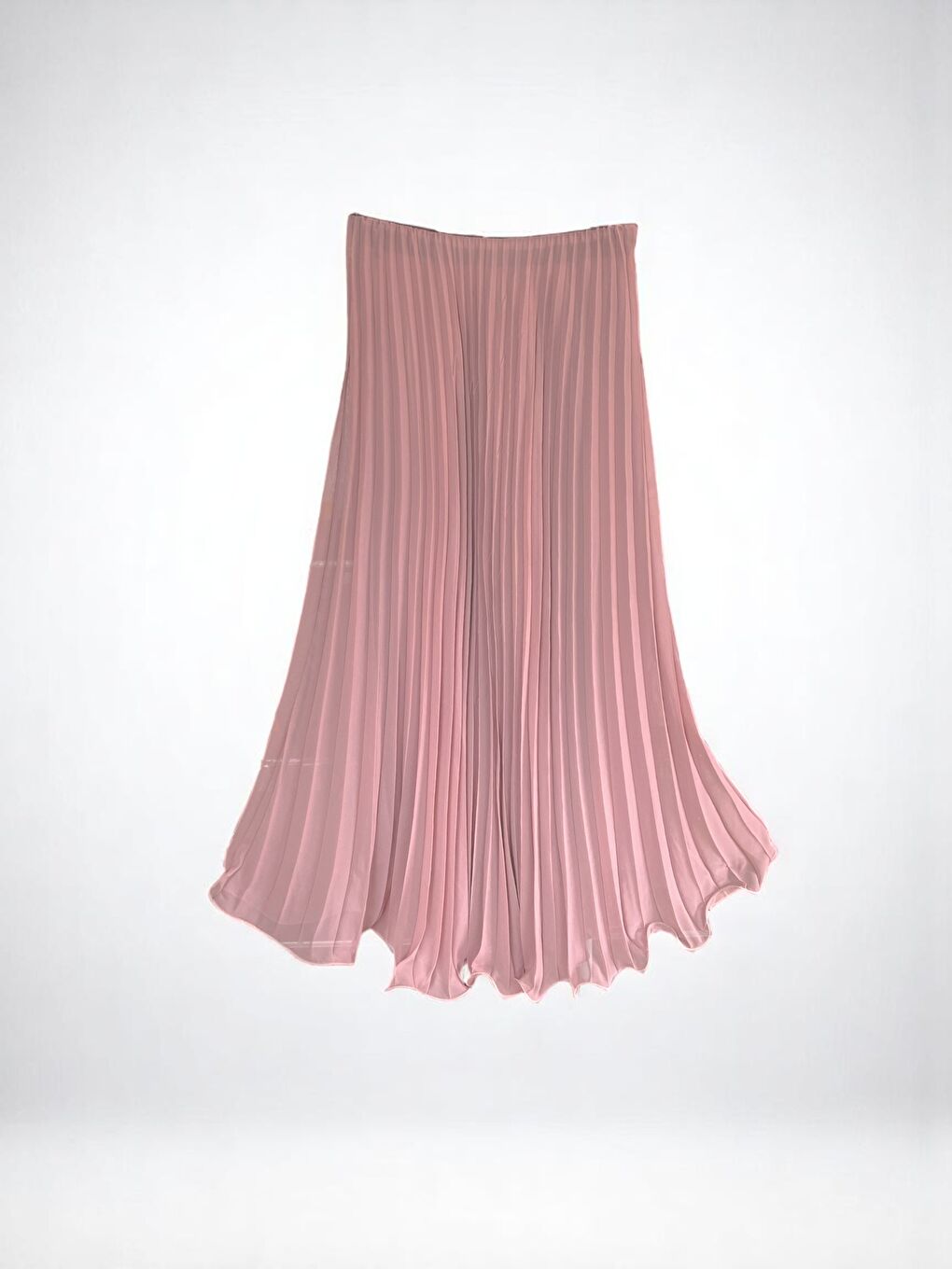 Pembe Kadın Pudra Piliseli Şifon Etek