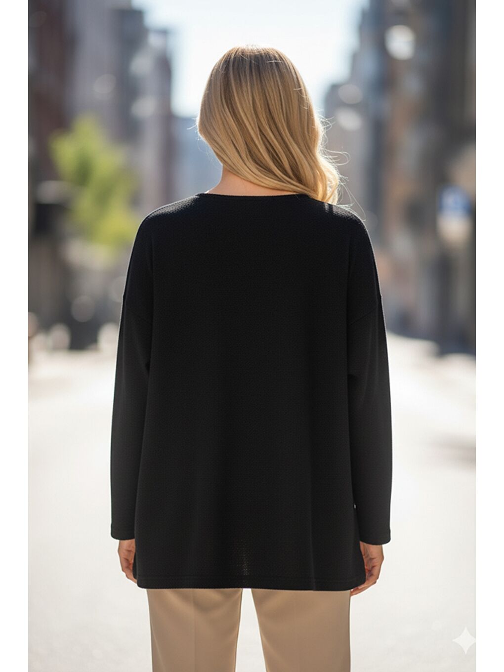 İtalyan Siyah Havuz Yaka Uzun Kol Çiçekli Varak Baskılı Casual Oversize Triko Bluz 75 75-1