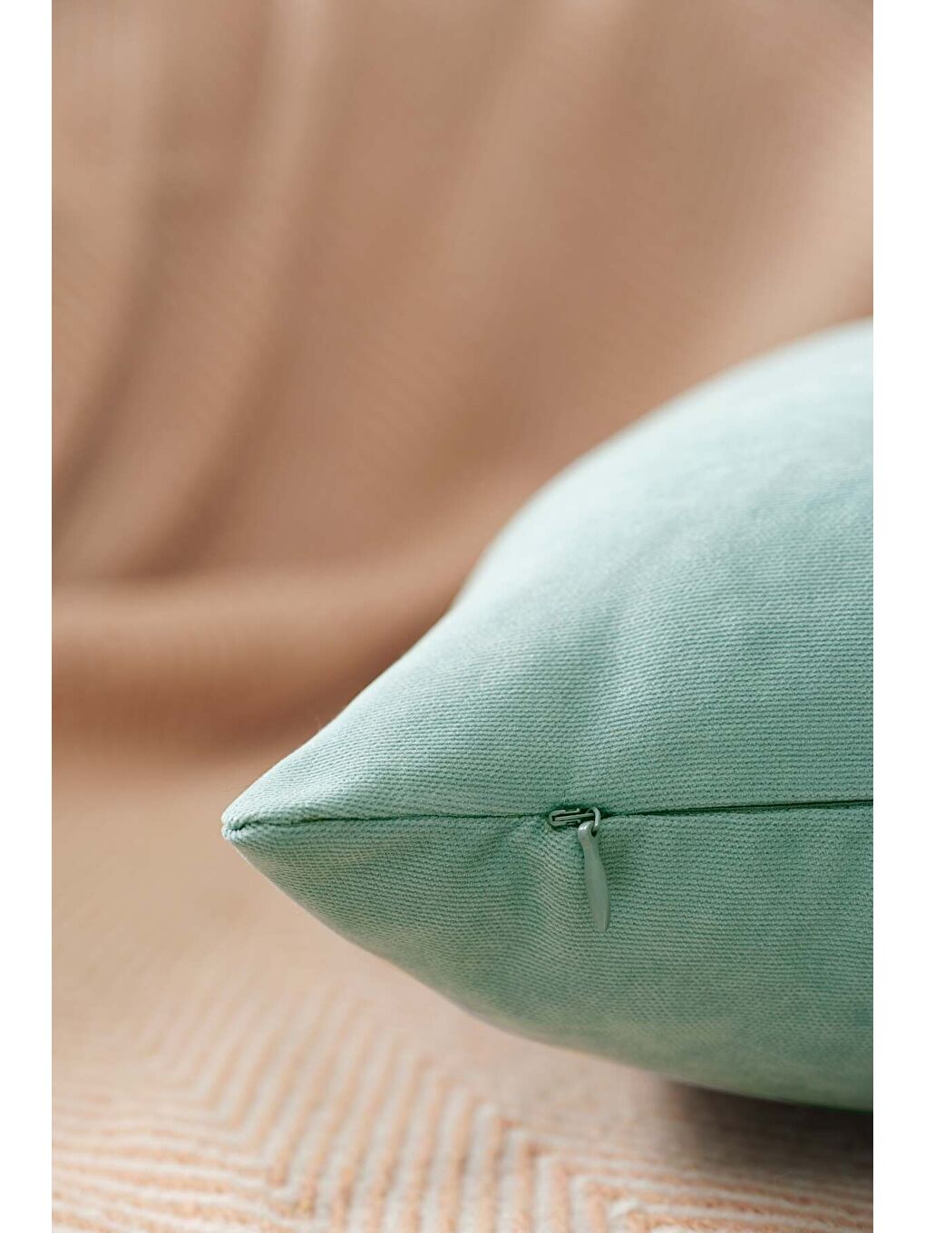 Panoroma Süet Dokulu Düz Punch (Panç) İçin Uygun Mint Yeşili 45X45 Dekoratif Kırlent Kılıfı-1