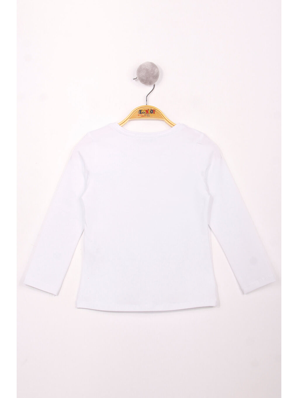 Beyaz Kız Çocuk Göğsü Nakışlı T-Shirt-1