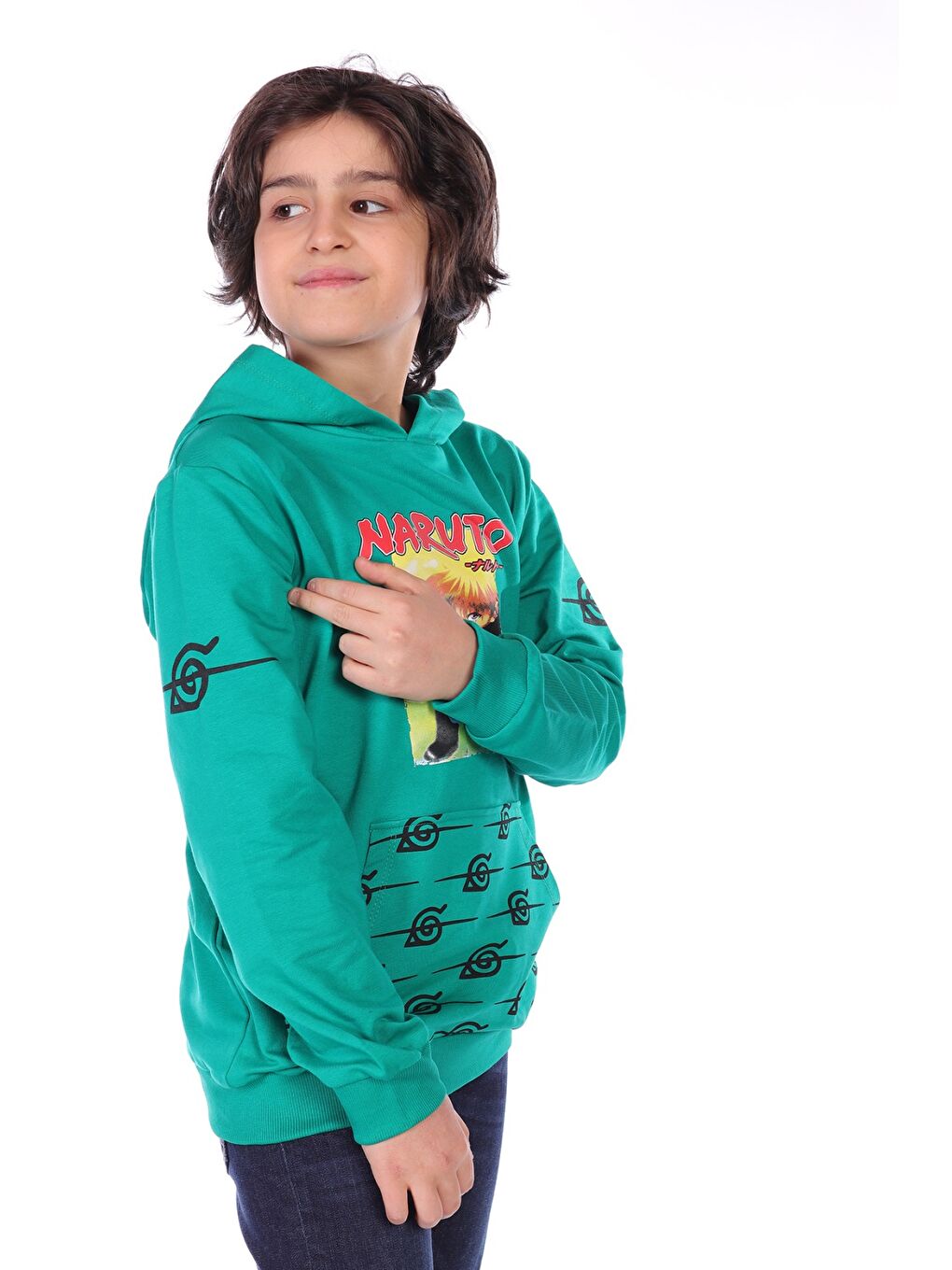 Yeşil Erkek Çocuk Baskılı Sweatshirt