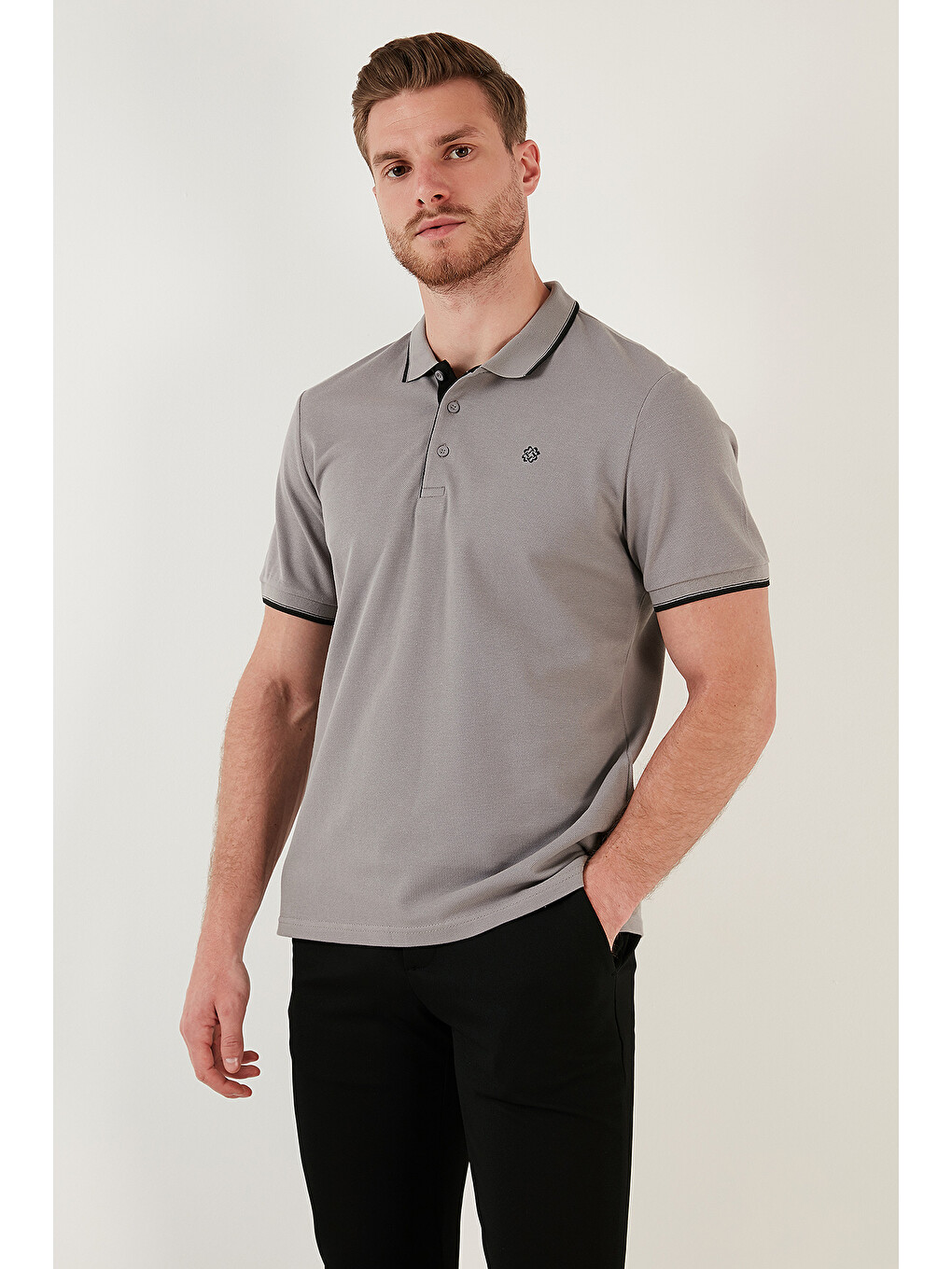 Bej Pamuklu Slim Fit Düğmeli 2'li Paket Polo Yaka T Shirt 5902118S2-1