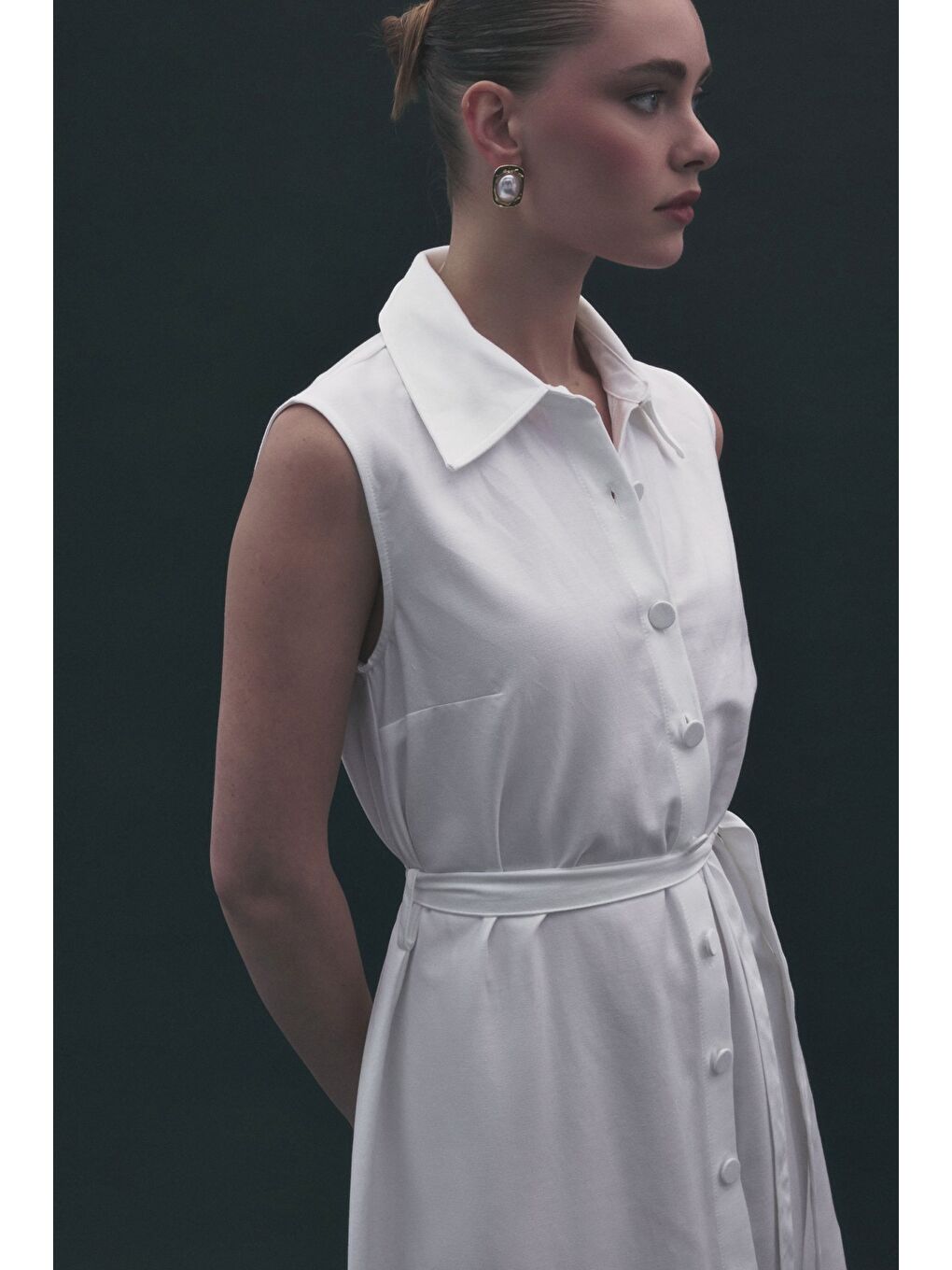 Nakış Detaylı Uzun Elbise - Ekru-4