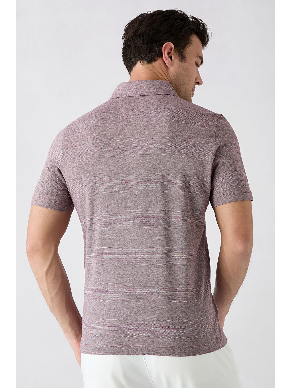 Bordo Regular Fit Düğmeli Polo Yaka Cepli Desenli %100 Pamuk Nefes Alabilen Merserize Tişört-4