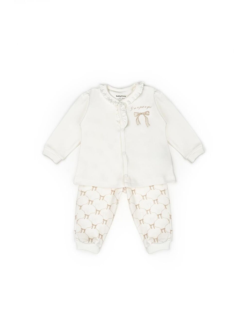 Bej Bebek Alt Üst Takım %100 Organik Pamuk , Bebek - Yenidoğan- csy8157