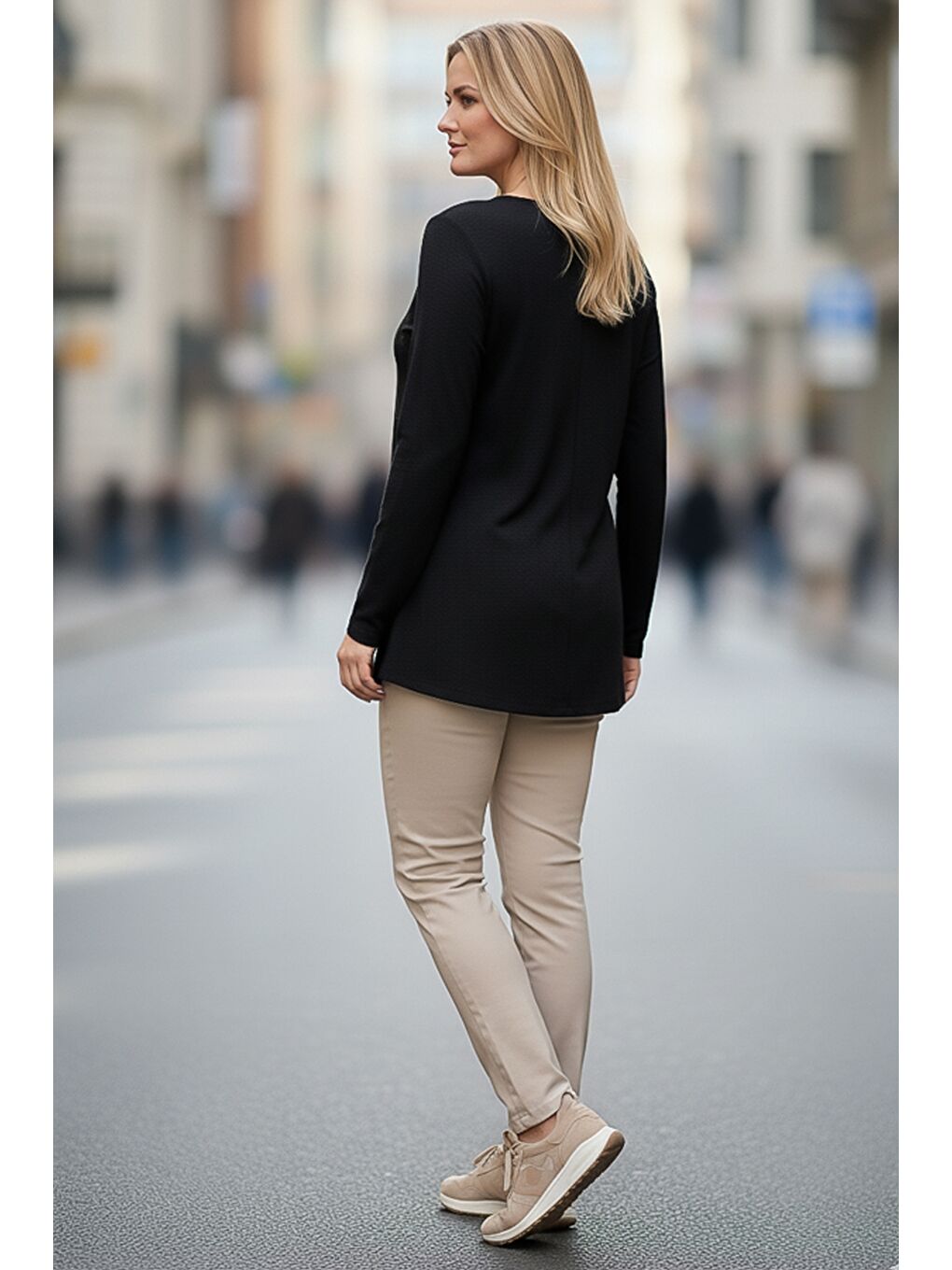 İtalyan Siyah Havuz Yaka Uzun Kol Çiçekli Varak Baskılı Casual Oversize Triko Bluz 75 75-5