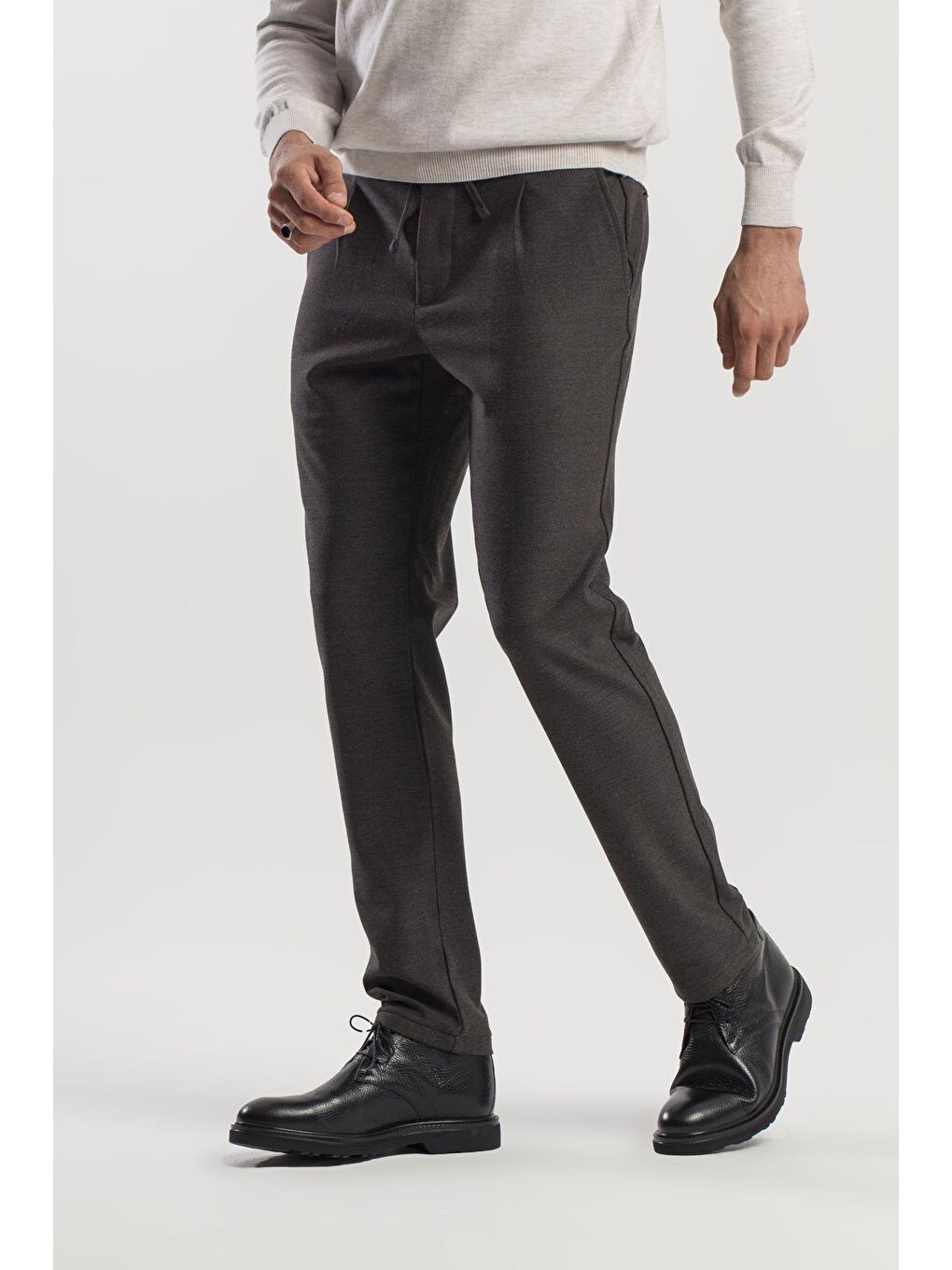 Siyah Comfort Fit Beli Lastikli Yan Cep Pantolon-2