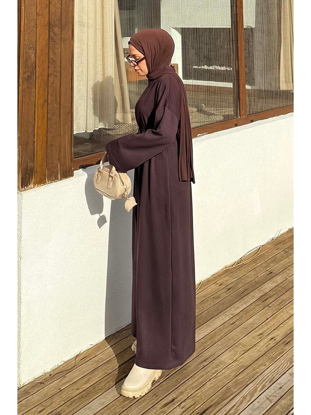 İki İplik Elbise Acı Kahverengi-1