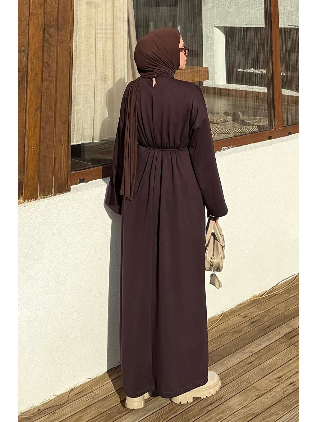 İki İplik Elbise Acı Kahverengi-3