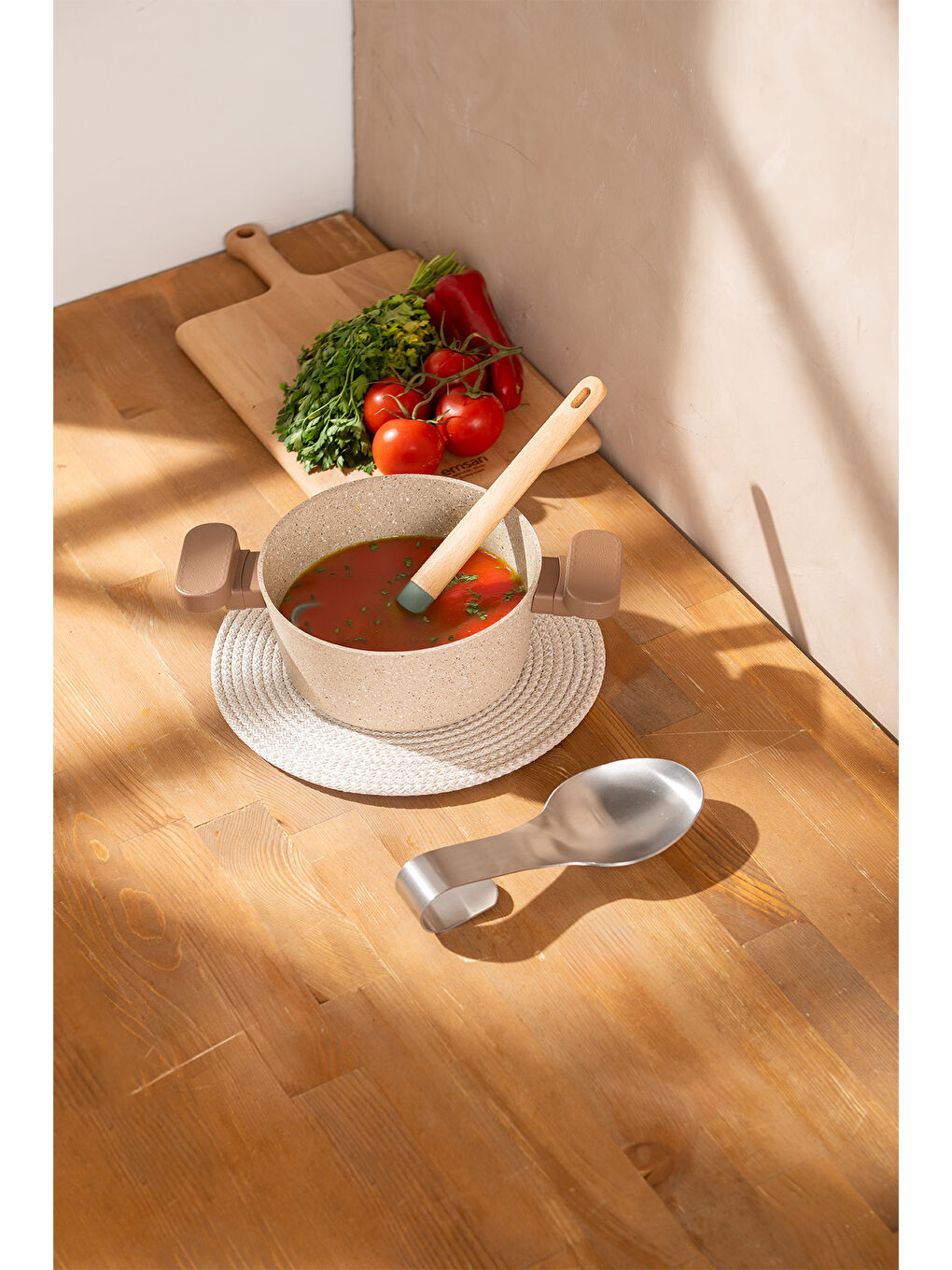 Gri Rustik Çelik Kaşık Altlığı-1