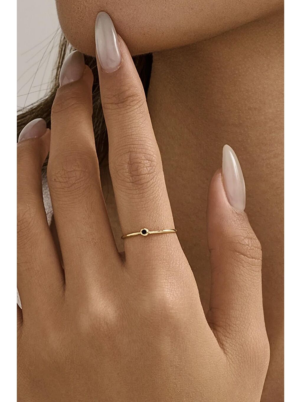 Siyah Çelik - 18K Altın Kaplama Minimal Yüzük-2