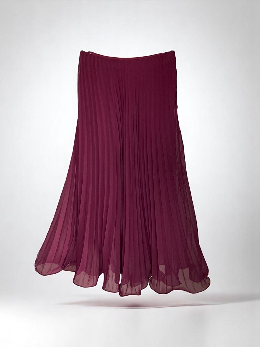 Kadın Bordo Piliseli Şifon Etek