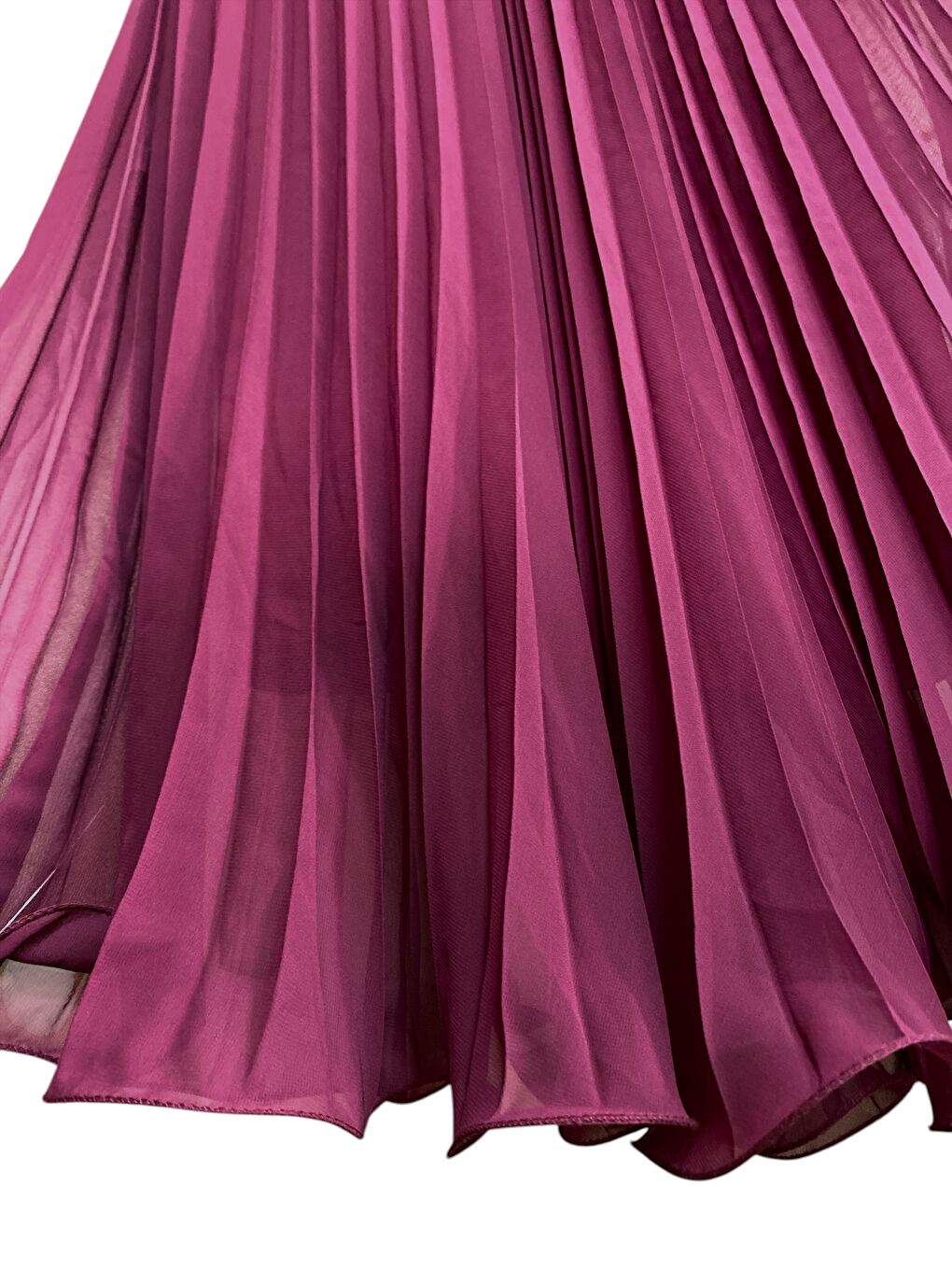 Kadın Bordo Piliseli Şifon Etek-1