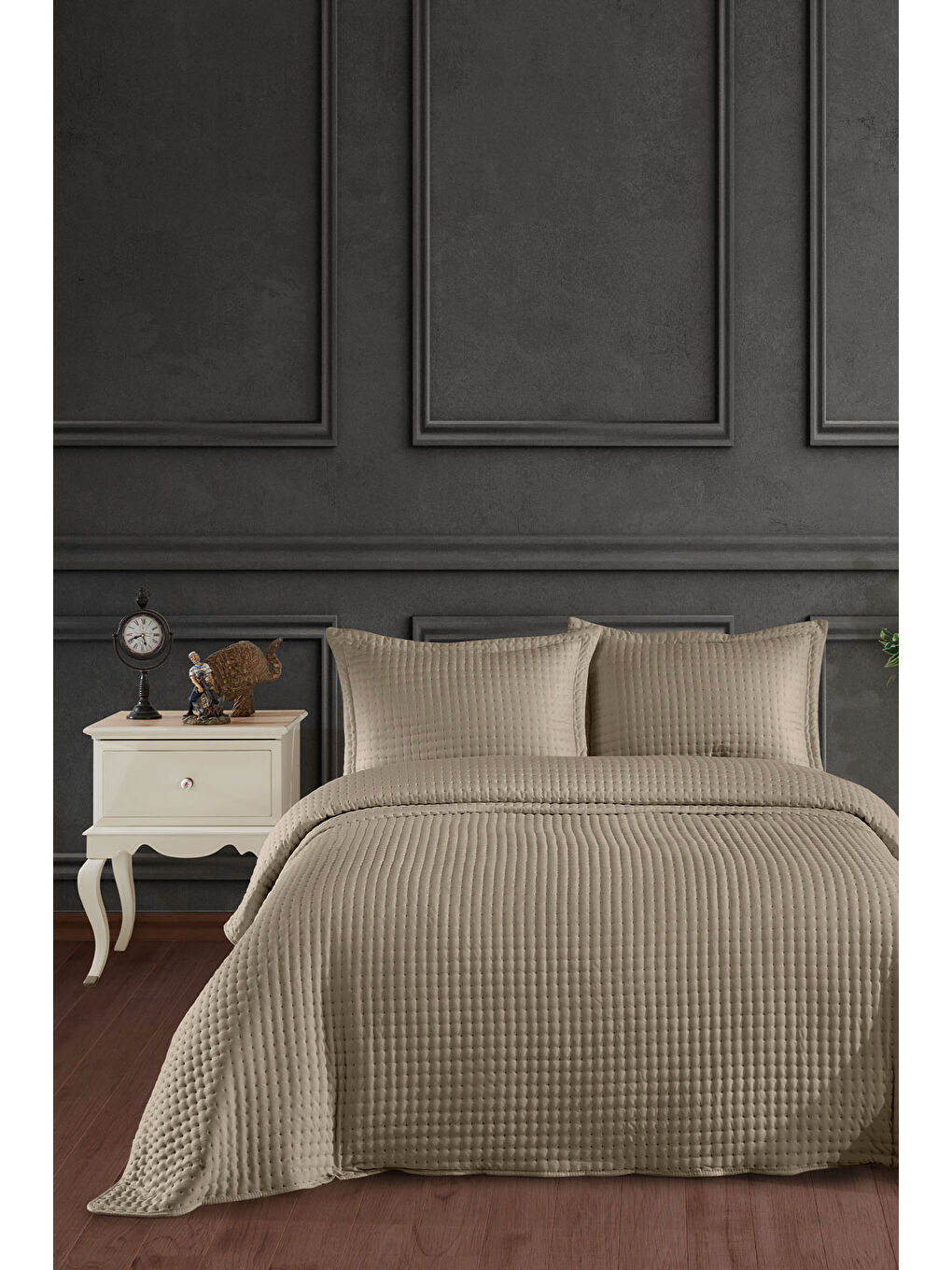 Alinda Çift Kişilik Yatak Örtüsü Seti (240x260 cm) Bej