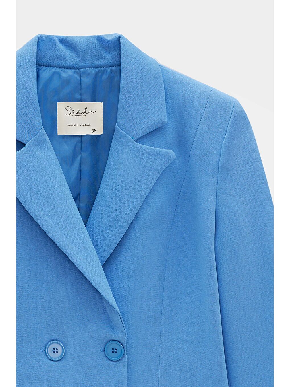 İndigo Kadın Oversize Dokuma Uzun Busines Ceket - Kapak Detaylı-2