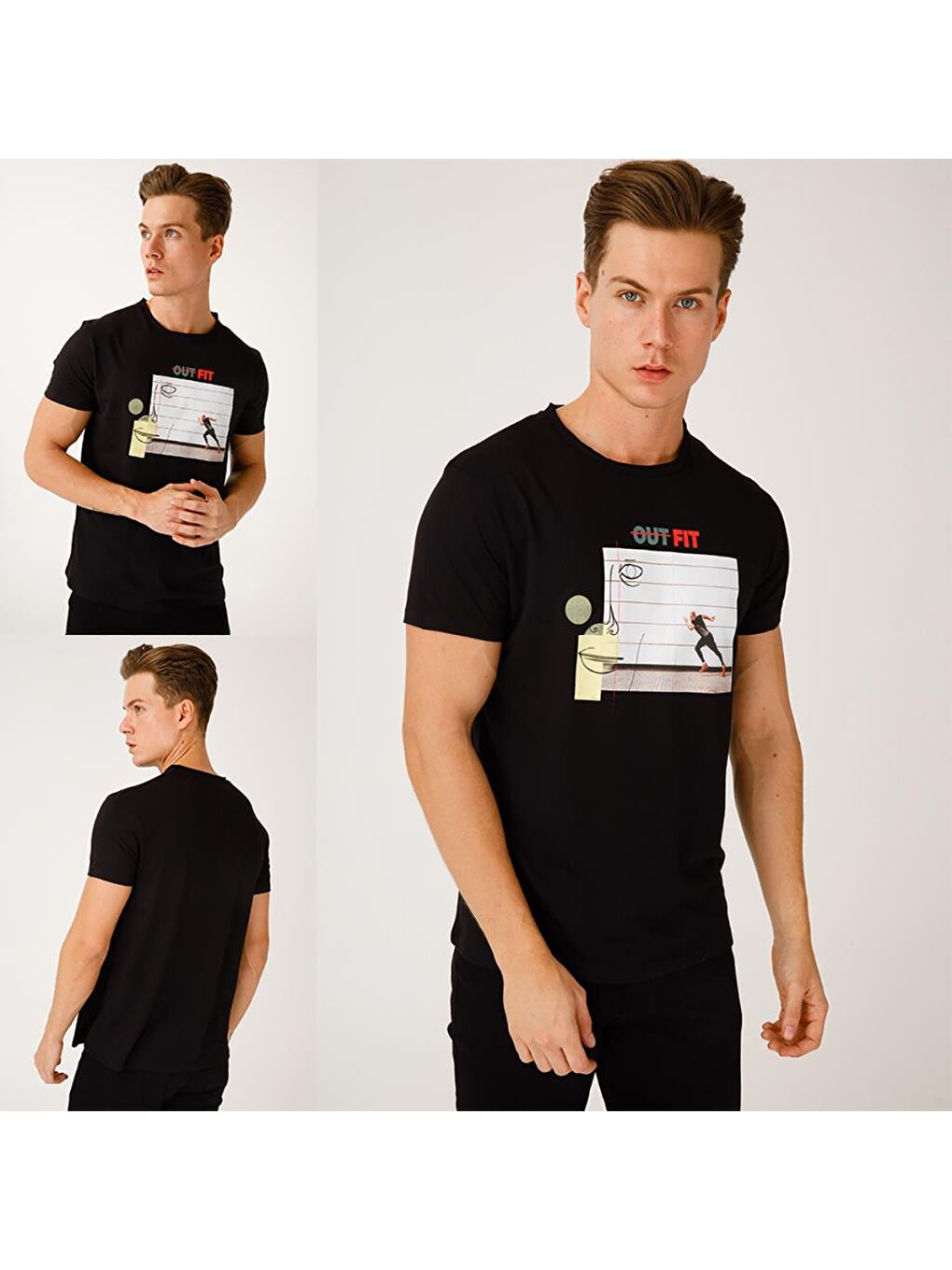 Biggdesign Siyah Faces OutFit Erkek Tişört - 4