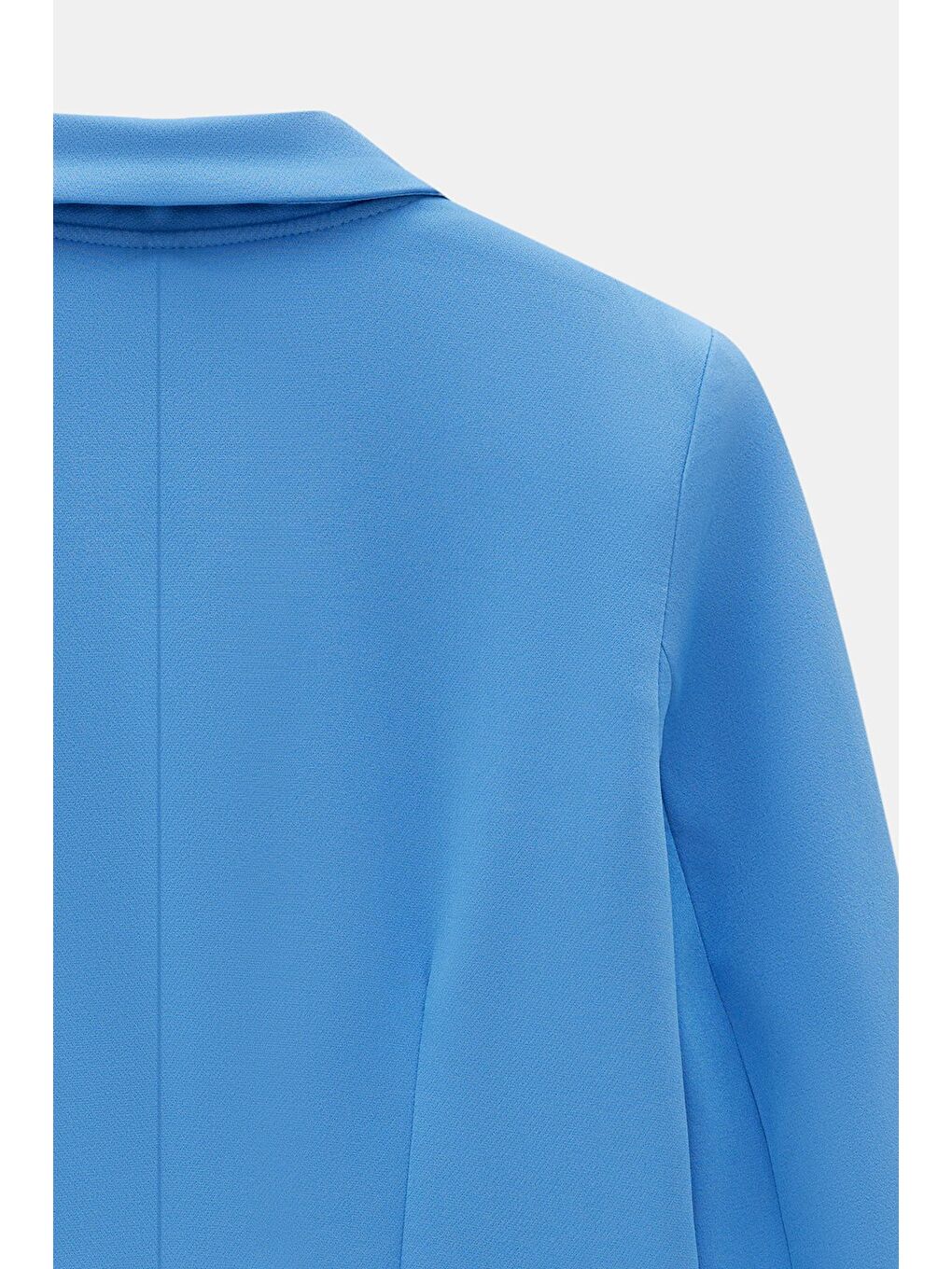 İndigo Kadın Oversize Dokuma Uzun Busines Ceket - Kapak Detaylı-3