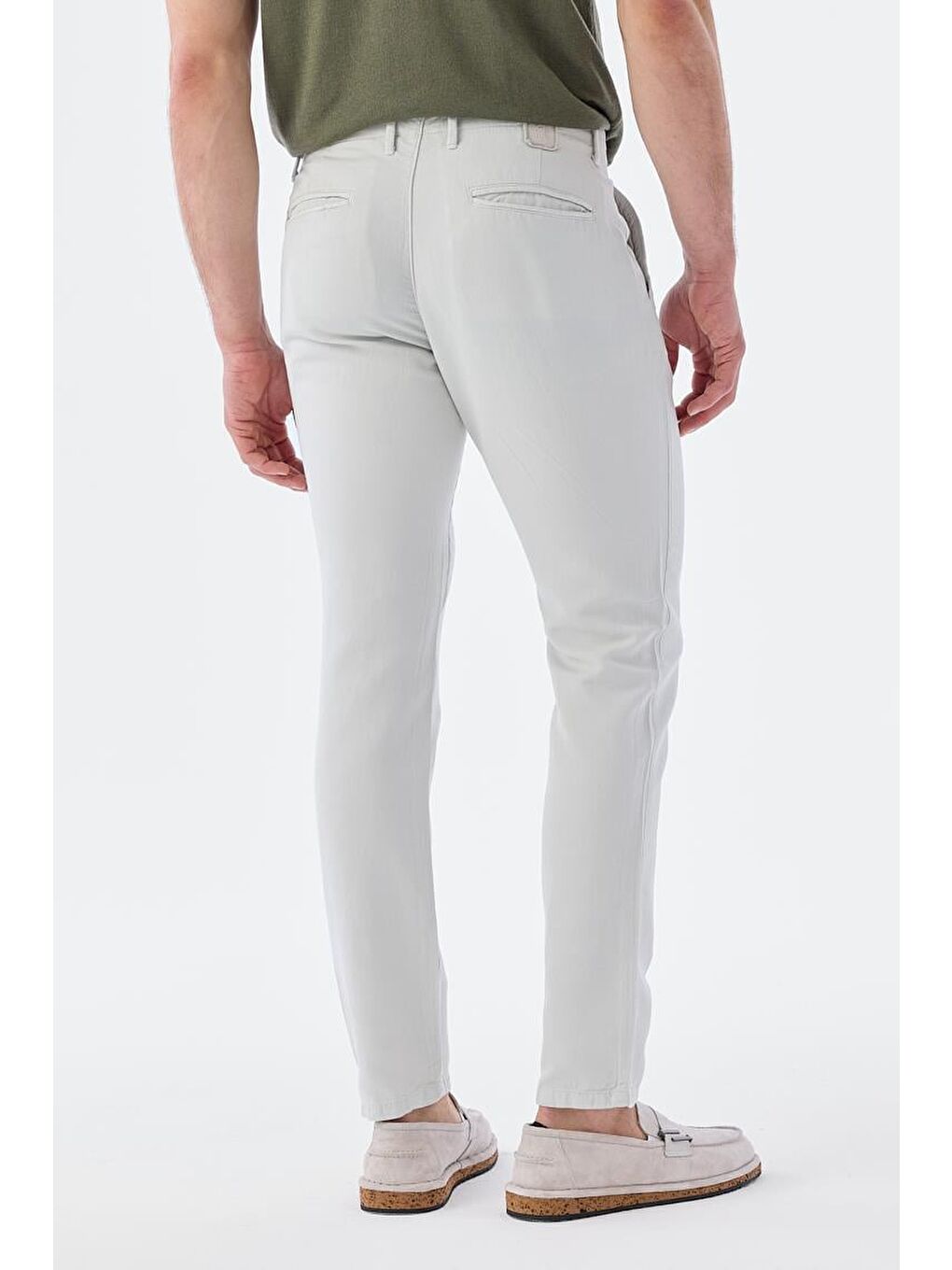 Gri Comfort Fit Pamuklu Yan Cep Pantolon-2