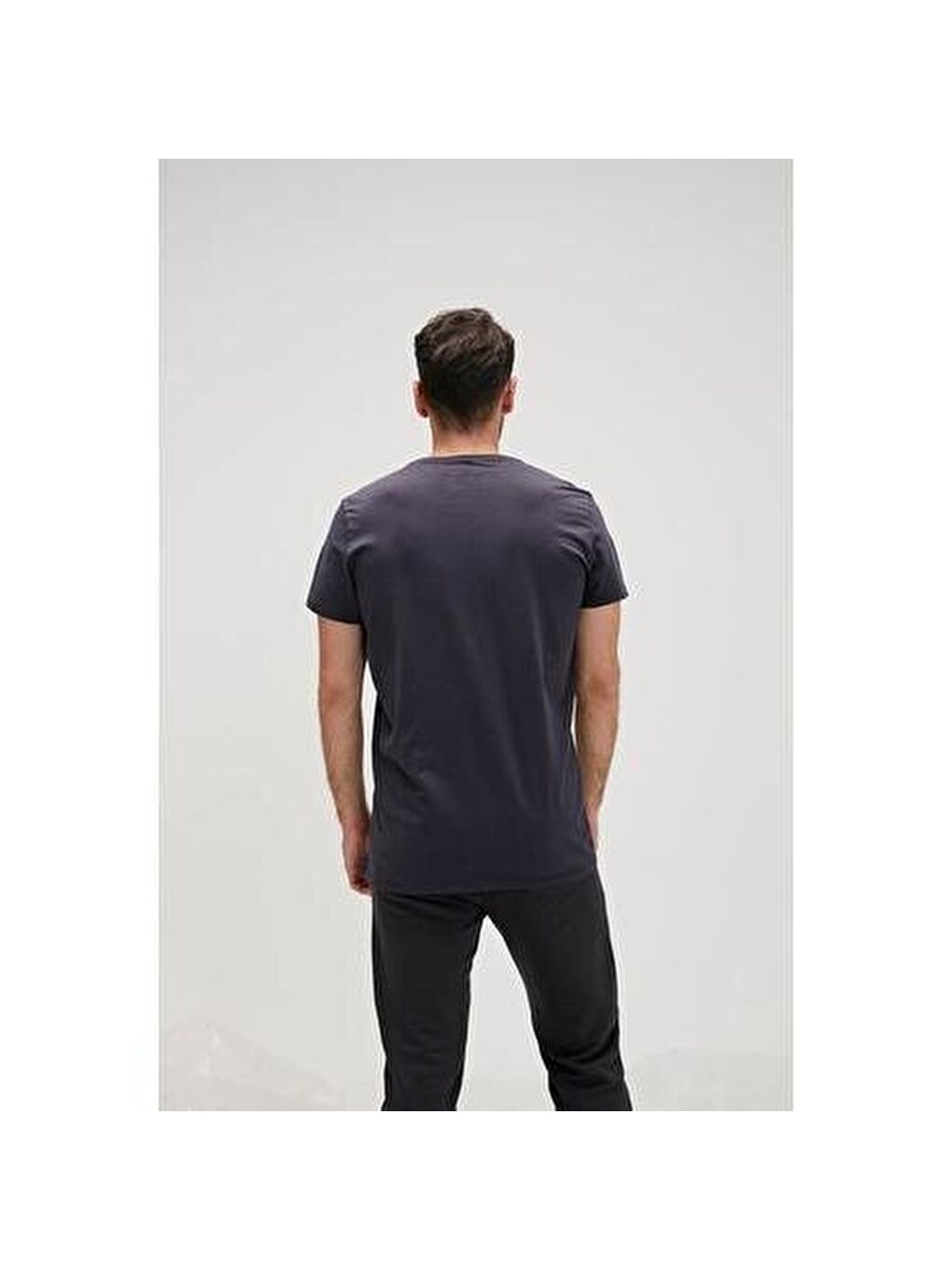 Solid Erkek Lacivert Tişört-1
