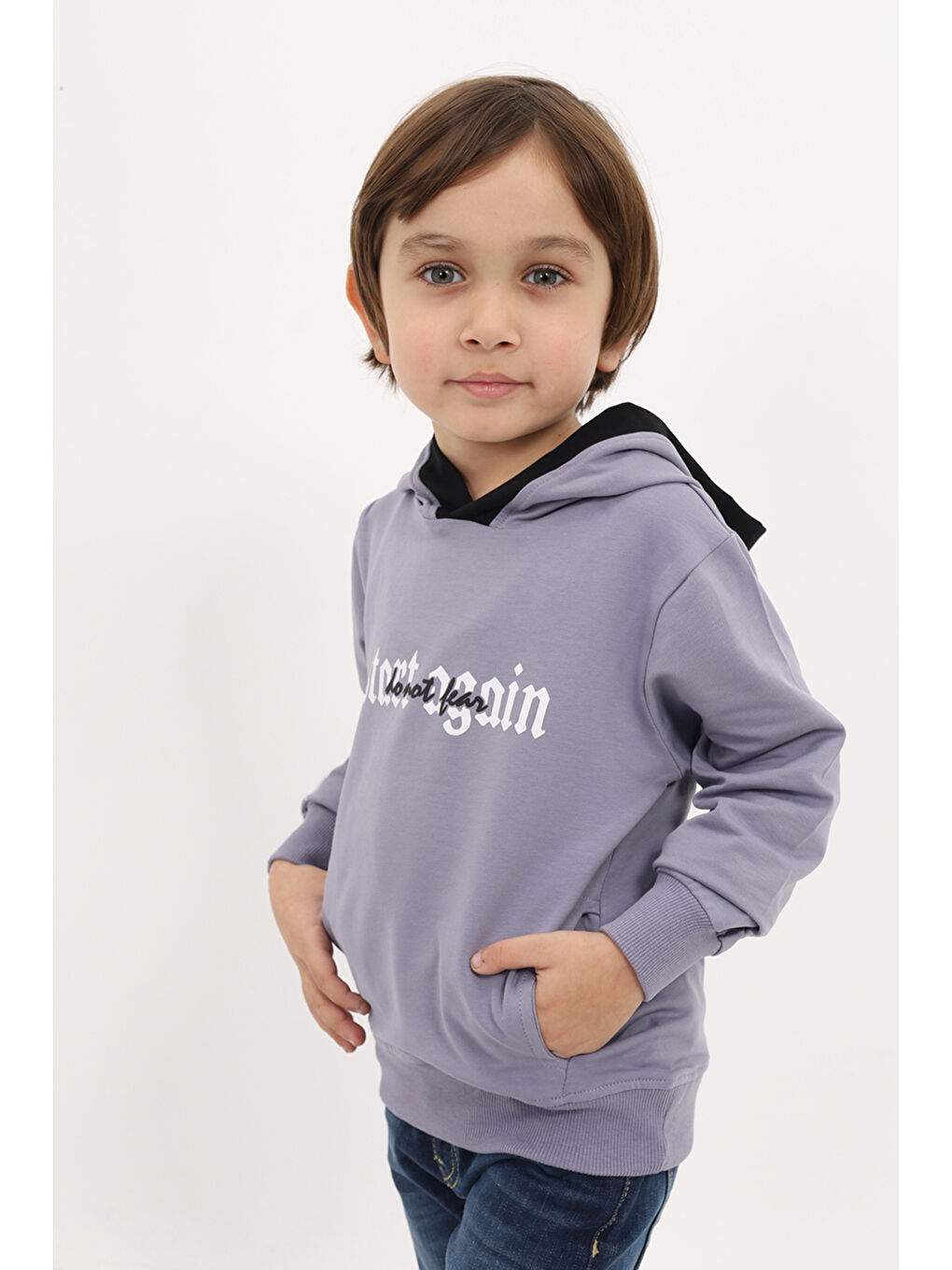 Gri Erkek Çocuk Baskılı Sweatshirt