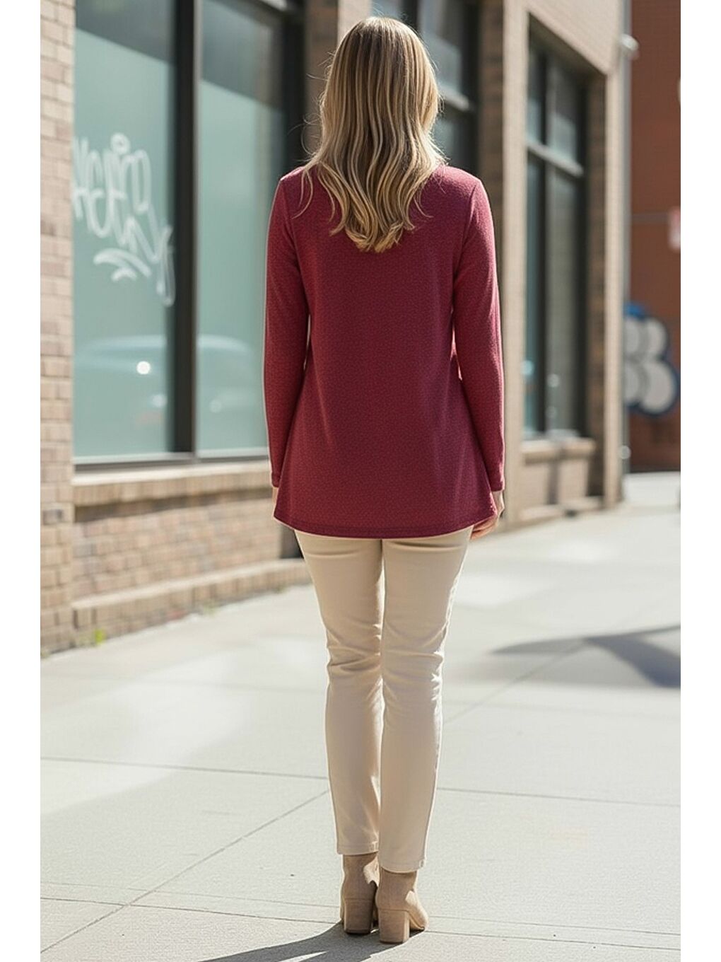 İtalyan Mürdüm Rengi Havuz Yaka Uzun Kol Çiçekli Varak Baskılı Casual Oversize Triko Bluz 75 75-3